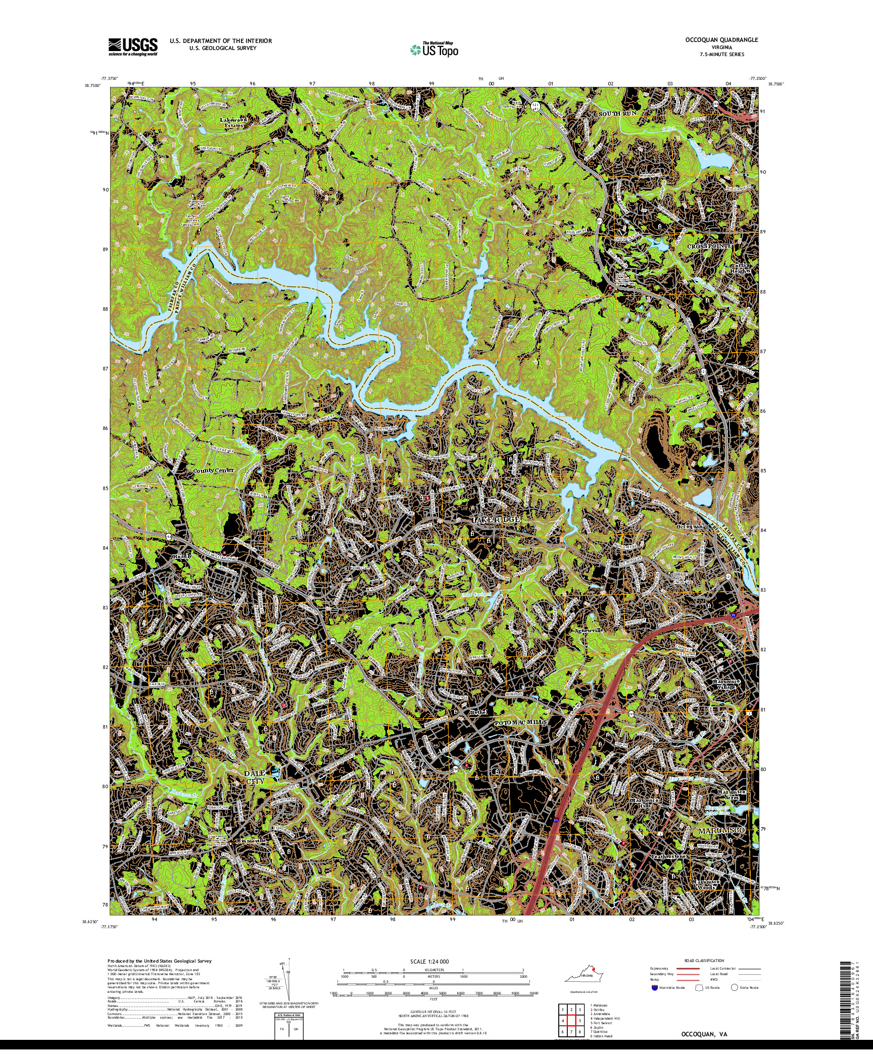 USGS US TOPO 7.5-MINUTE MAP FOR OCCOQUAN, VA 2019