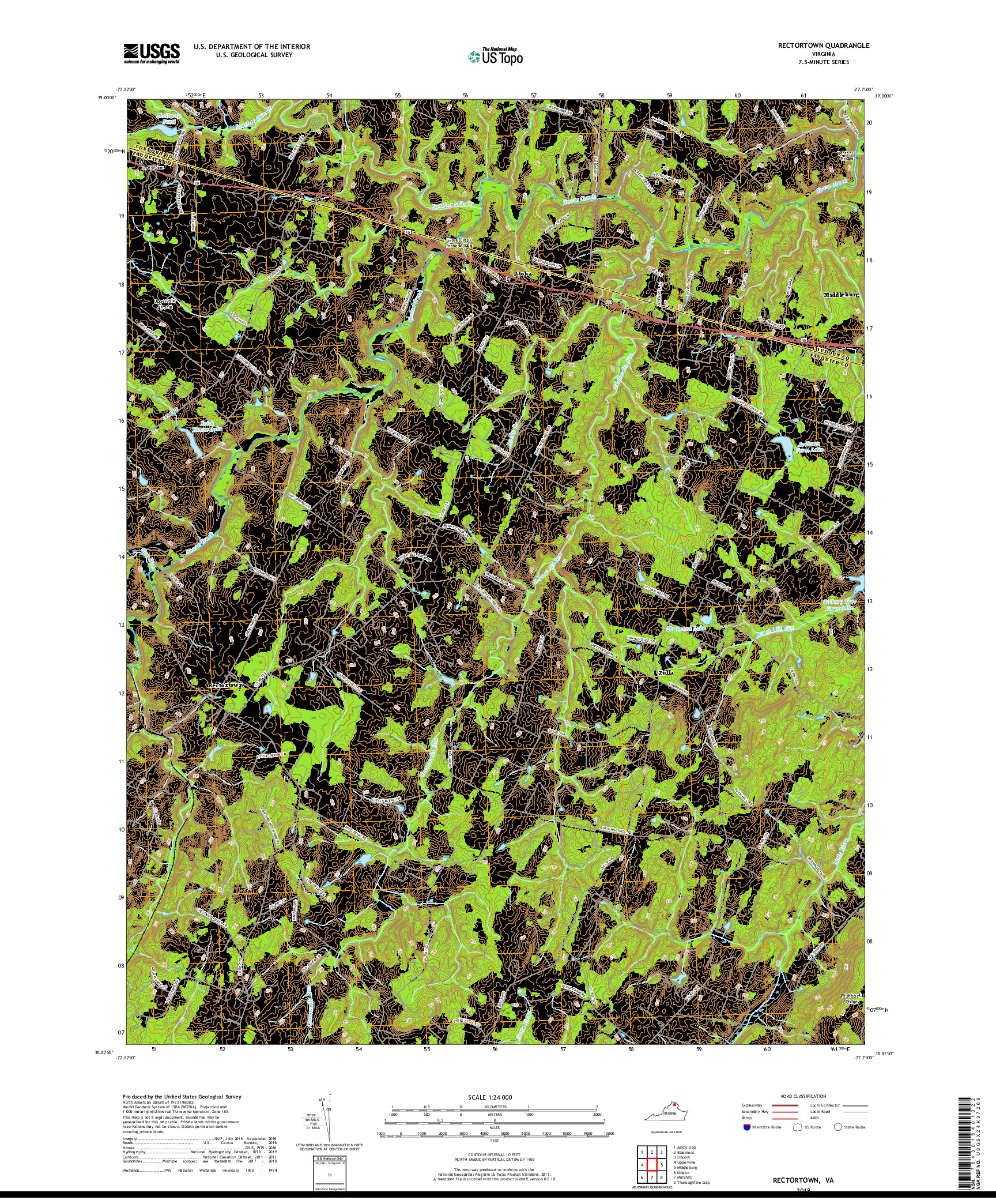 USGS US TOPO 7.5-MINUTE MAP FOR RECTORTOWN, VA 2019