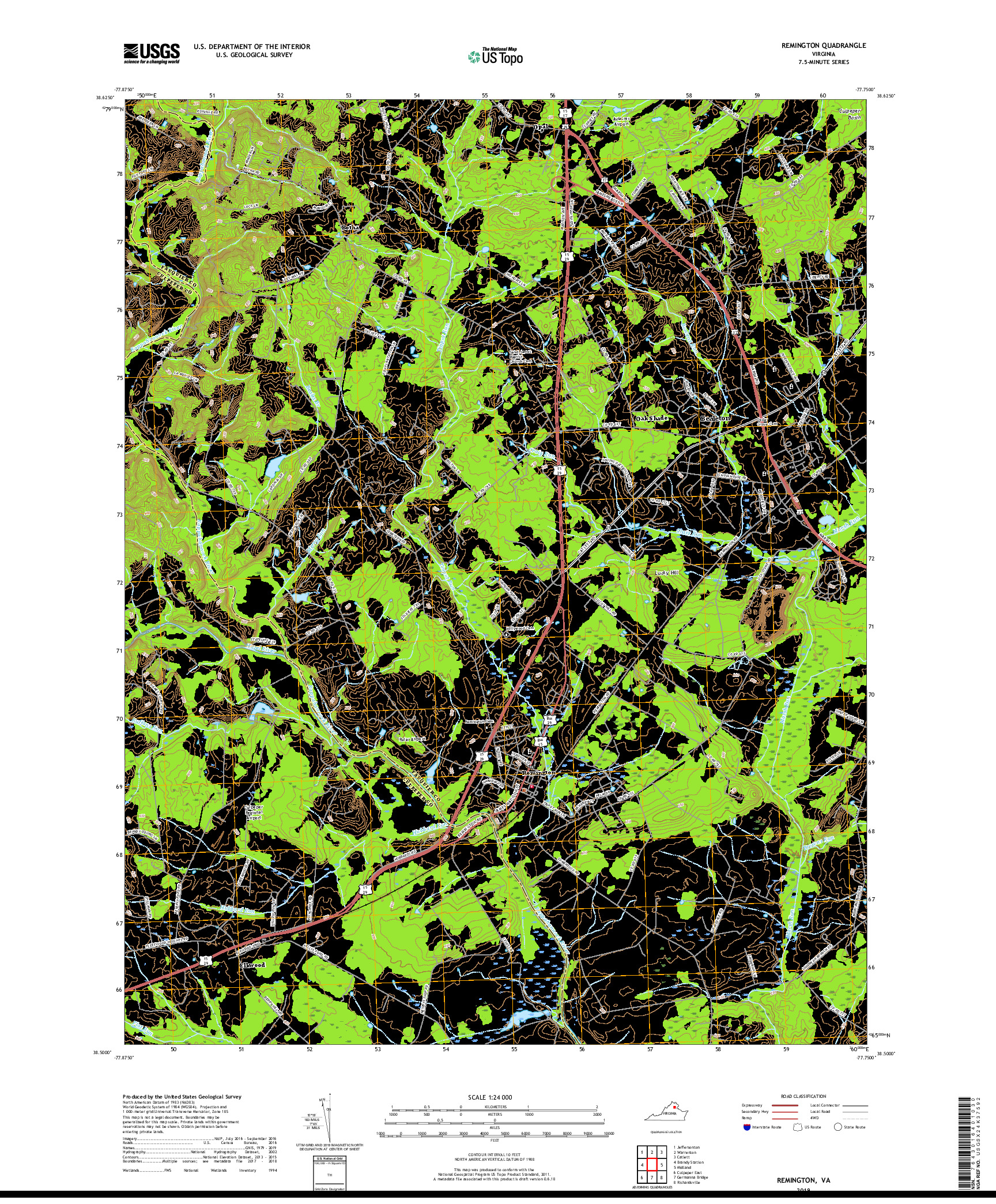 USGS US TOPO 7.5-MINUTE MAP FOR REMINGTON, VA 2019