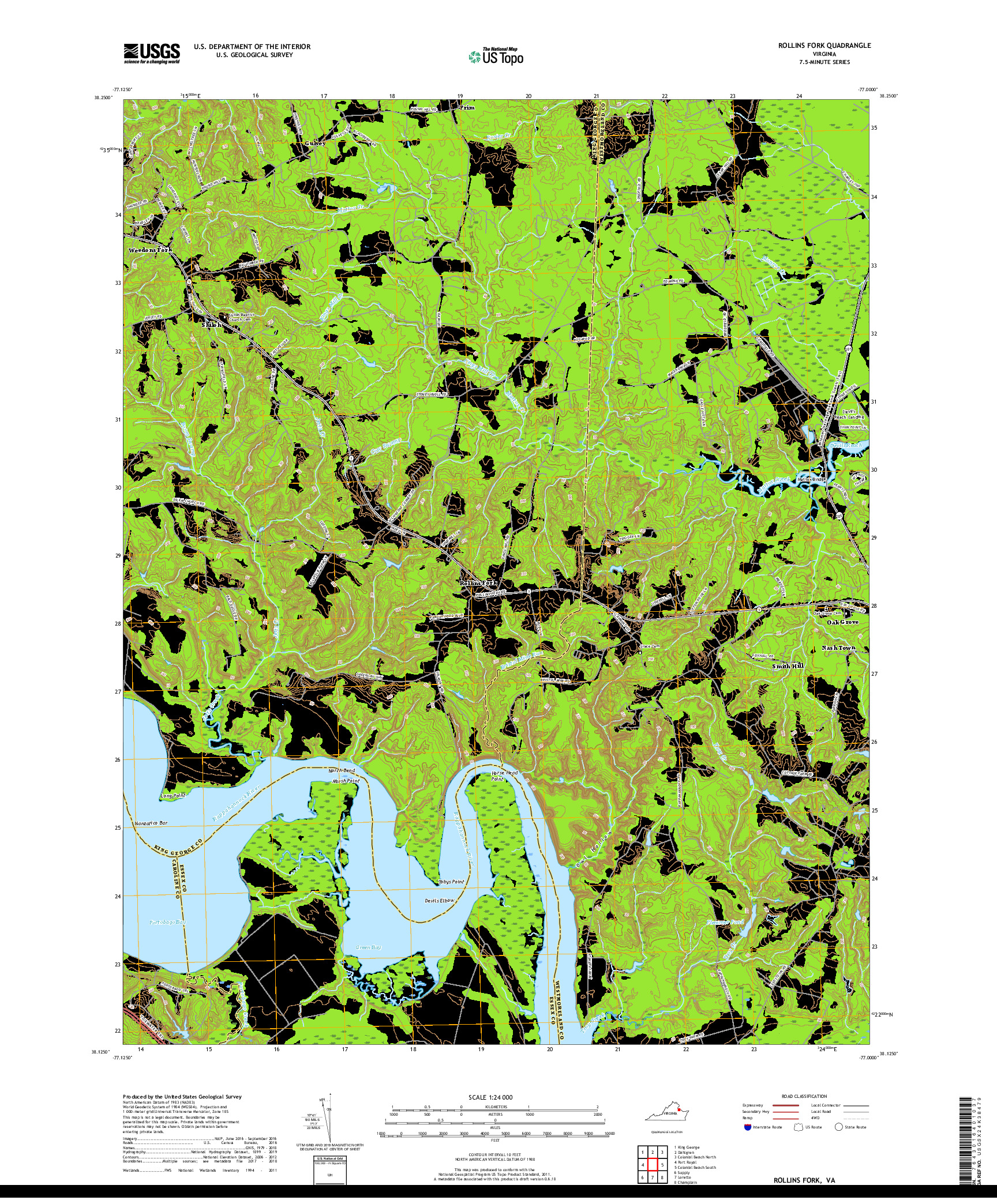USGS US TOPO 7.5-MINUTE MAP FOR ROLLINS FORK, VA 2019