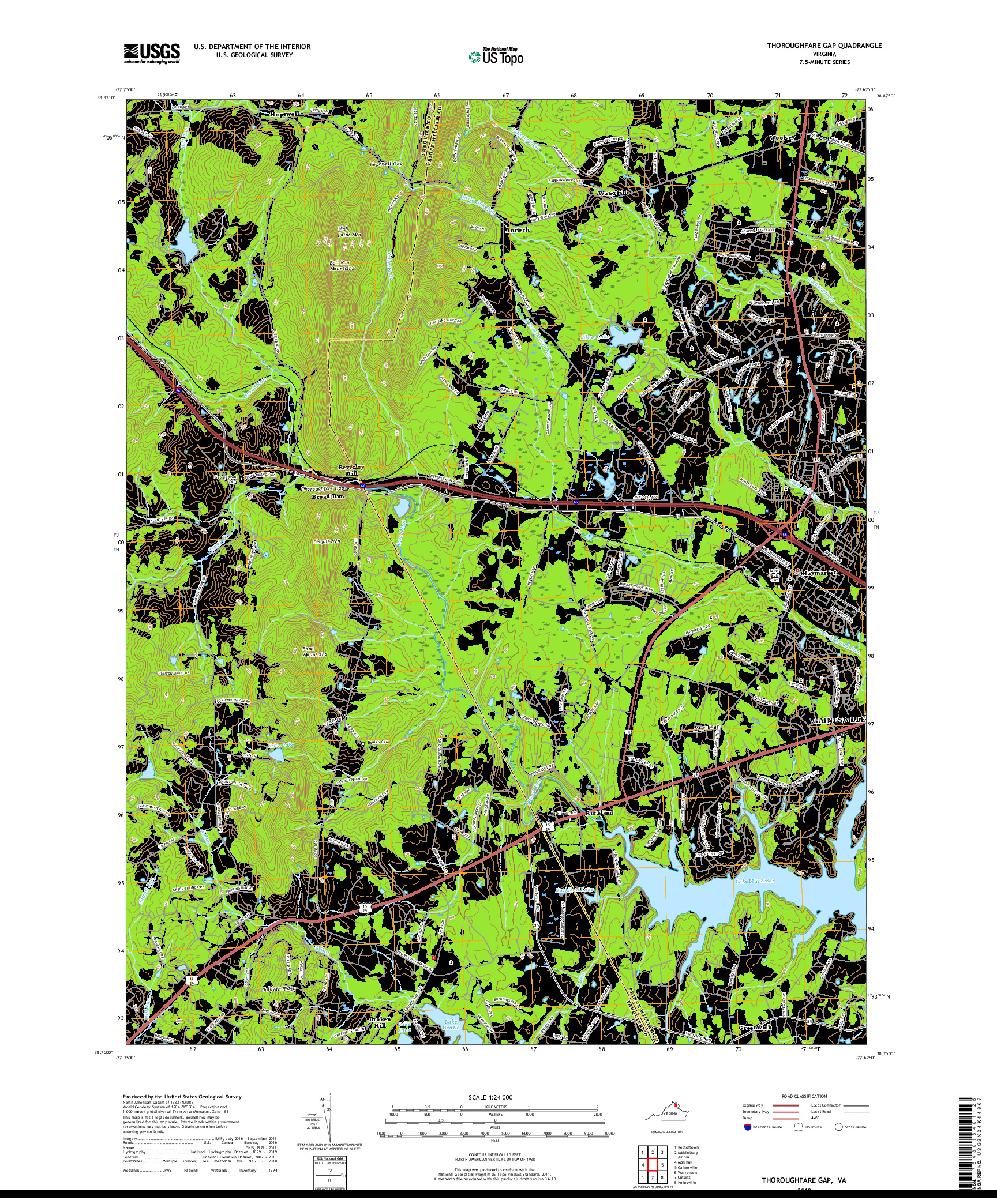 USGS US TOPO 7.5-MINUTE MAP FOR THOROUGHFARE GAP, VA 2019