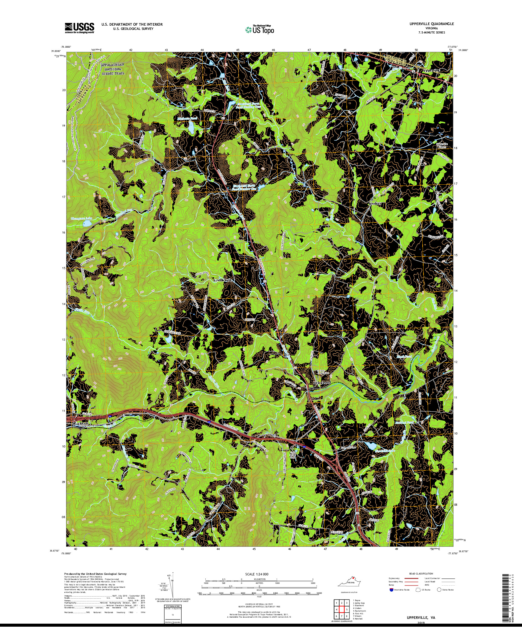 USGS US TOPO 7.5-MINUTE MAP FOR UPPERVILLE, VA 2019