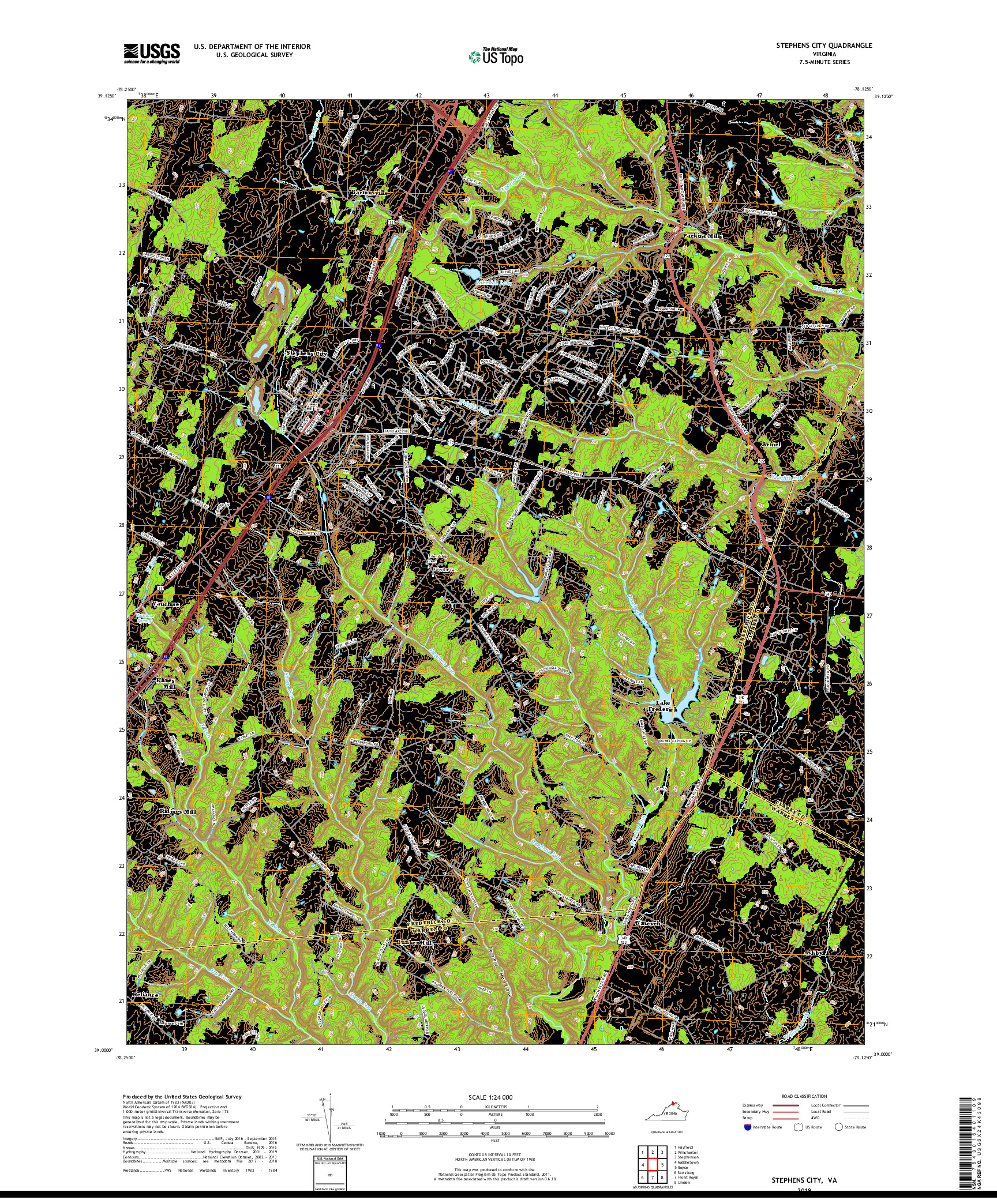 USGS US TOPO 7.5-MINUTE MAP FOR STEPHENS CITY, VA 2019