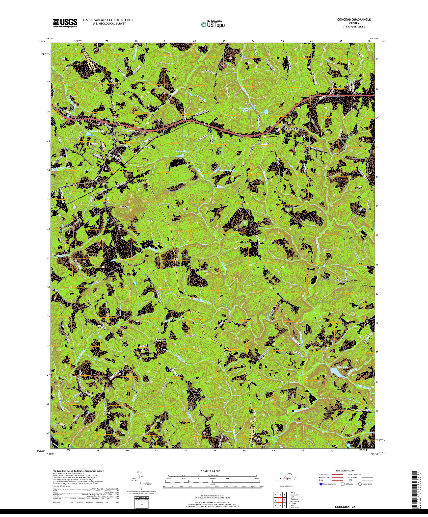 USGS US TOPO 7.5-MINUTE MAP FOR CONCORD, VA 2019