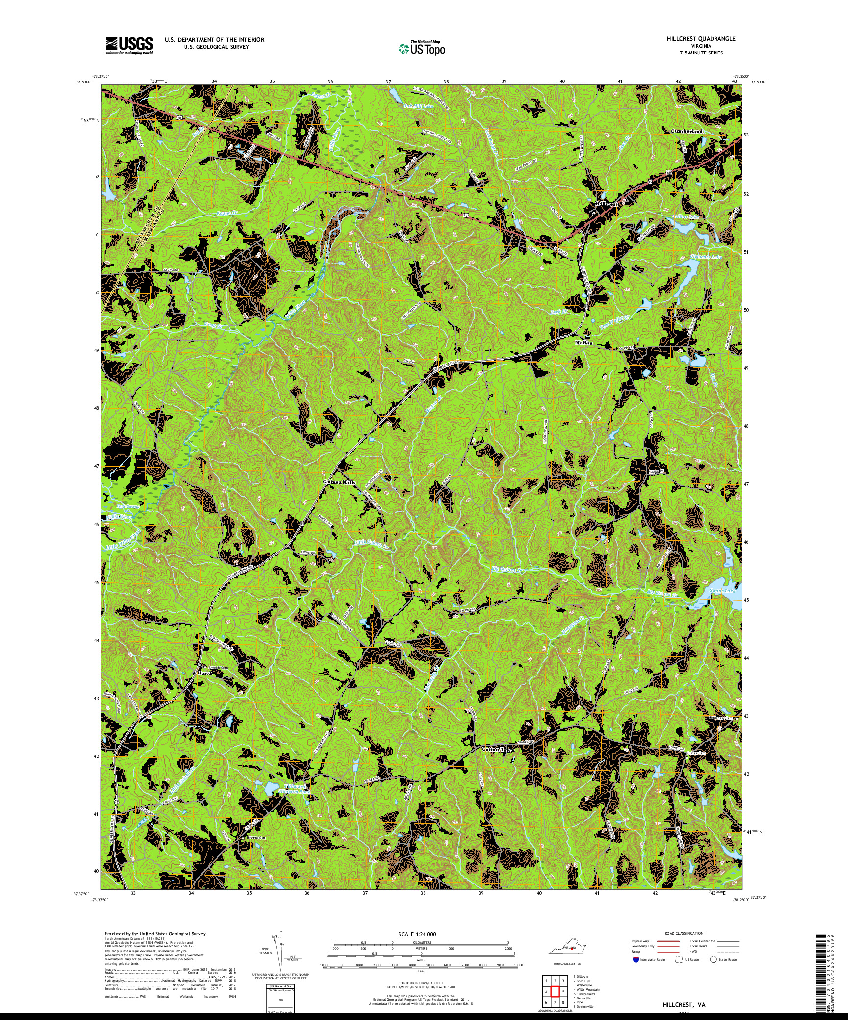 USGS US TOPO 7.5-MINUTE MAP FOR HILLCREST, VA 2019