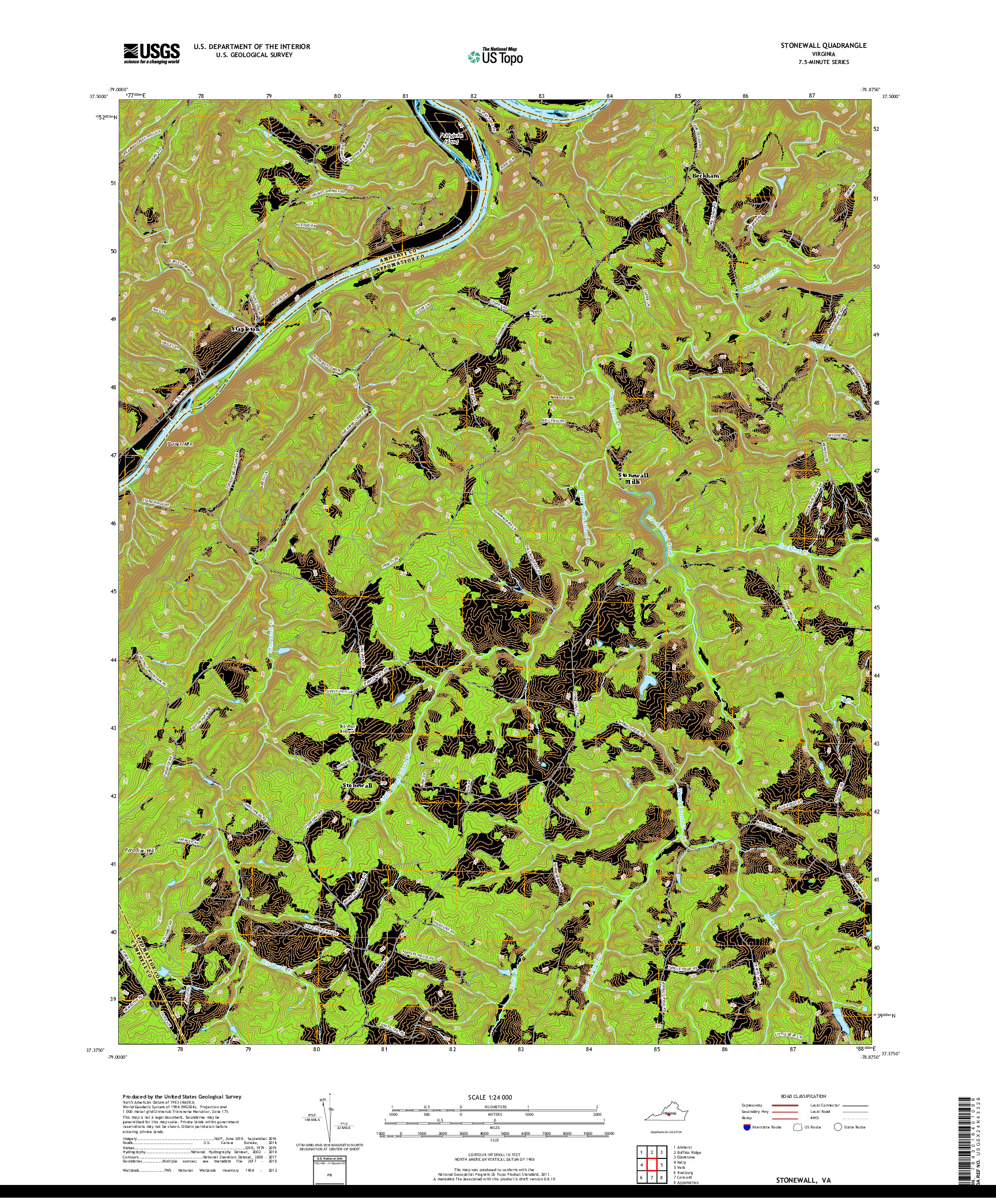 USGS US TOPO 7.5-MINUTE MAP FOR STONEWALL, VA 2019