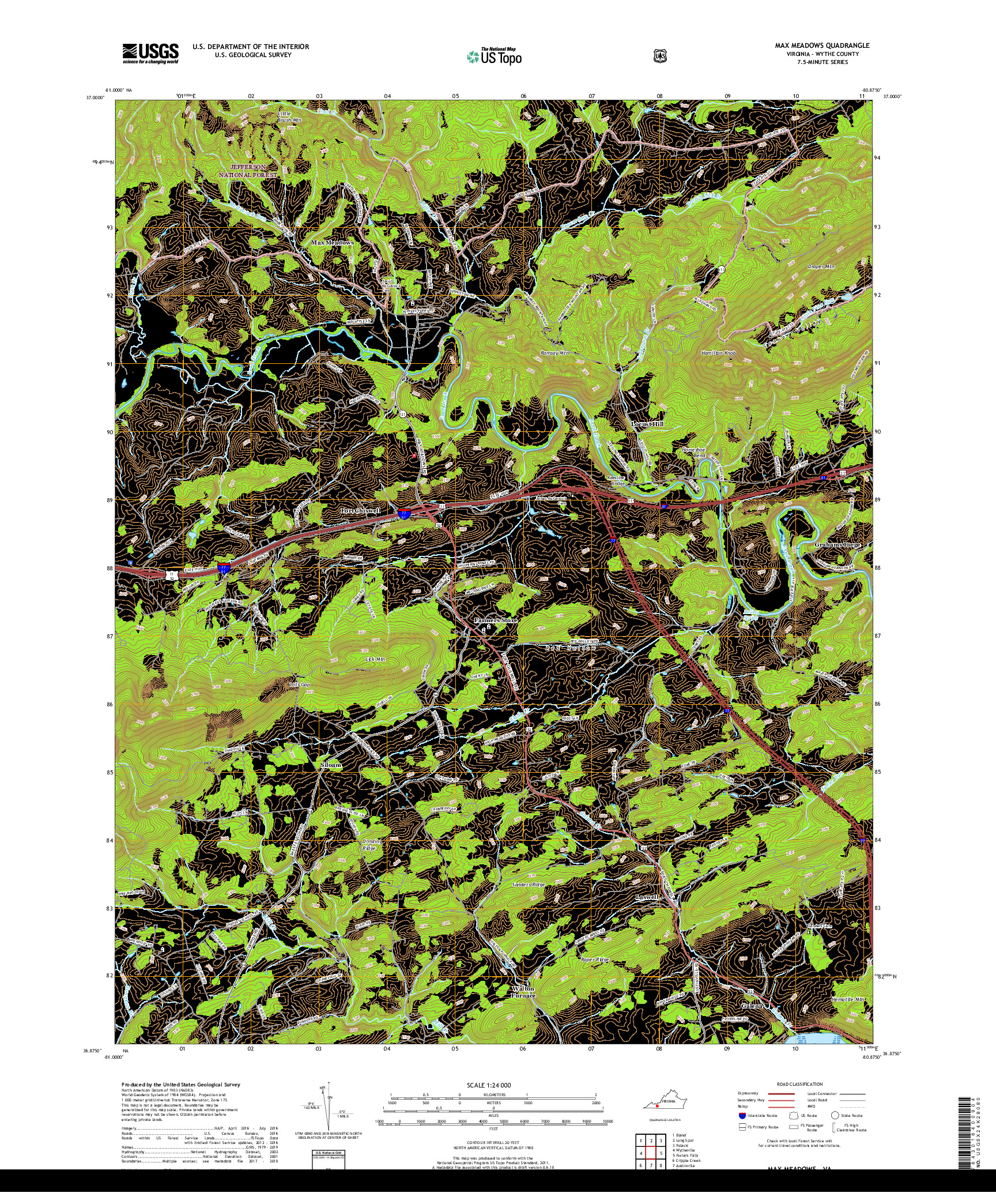 USGS US TOPO 7.5-MINUTE MAP FOR MAX MEADOWS, VA 2019