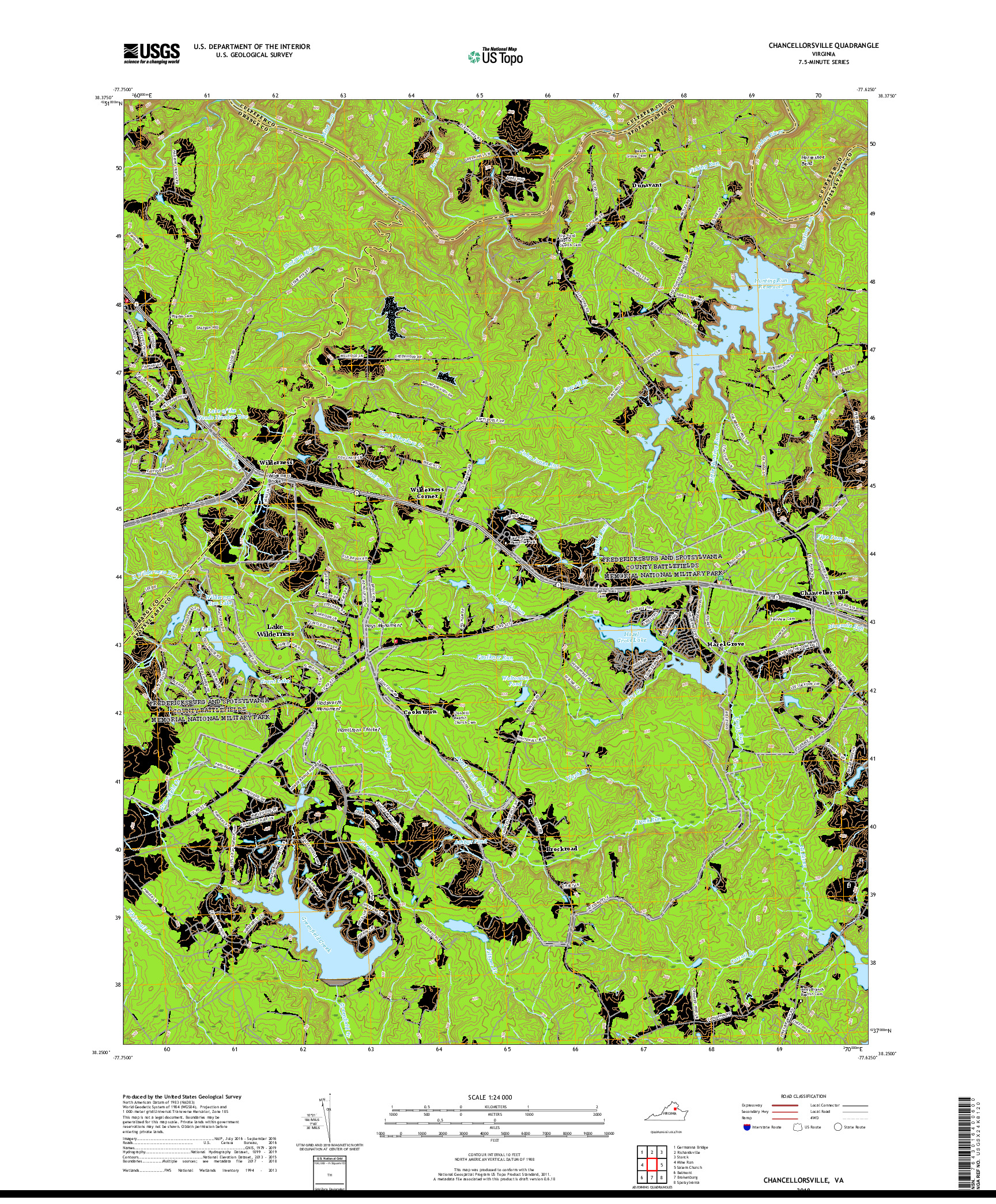 USGS US TOPO 7.5-MINUTE MAP FOR CHANCELLORSVILLE, VA 2019