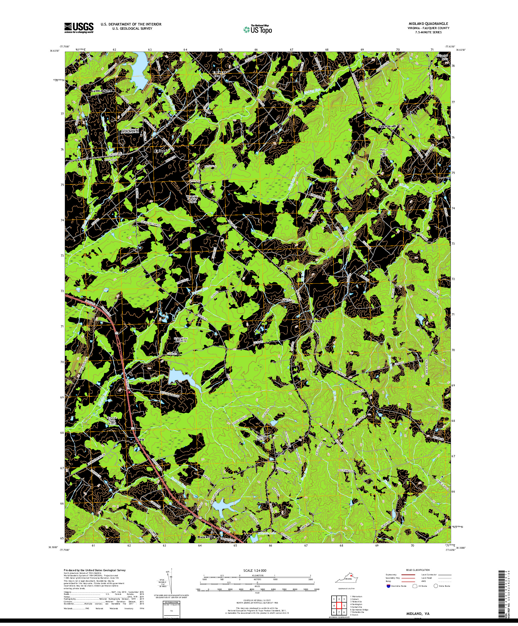 USGS US TOPO 7.5-MINUTE MAP FOR MIDLAND, VA 2019