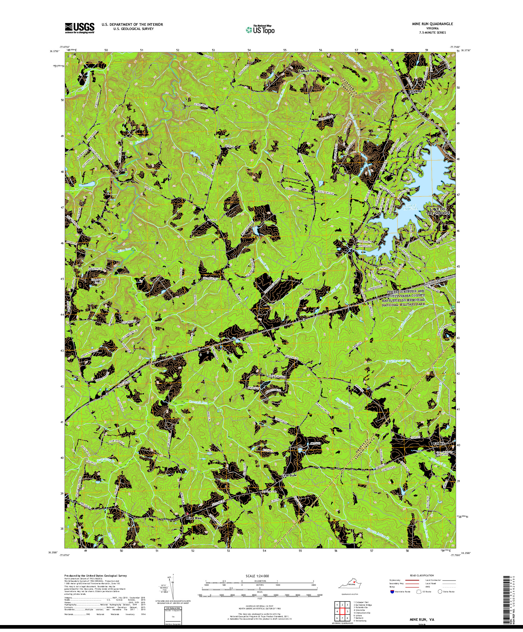 USGS US TOPO 7.5-MINUTE MAP FOR MINE RUN, VA 2019