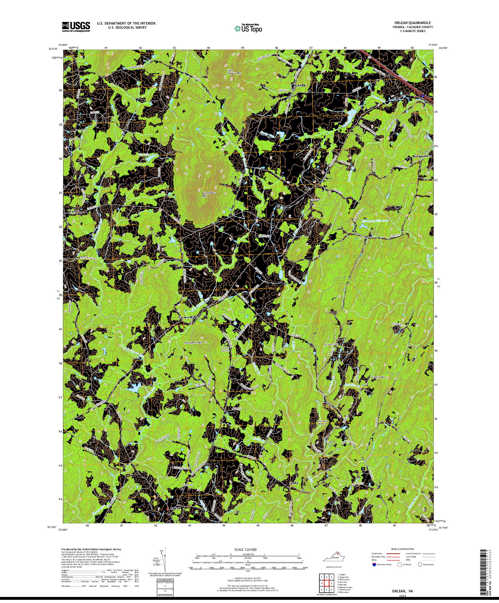 USGS US TOPO 7.5-MINUTE MAP FOR ORLEAN, VA 2019