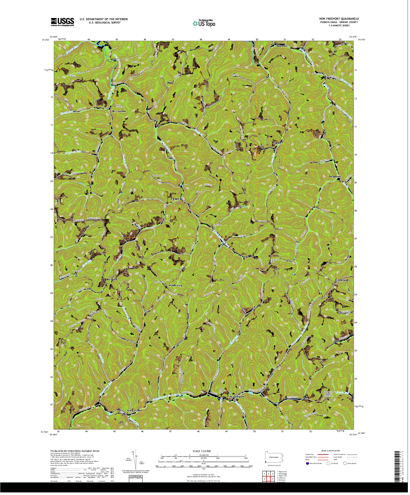 USGS US TOPO 7.5-MINUTE MAP FOR NEW FREEPORT, PA 2019