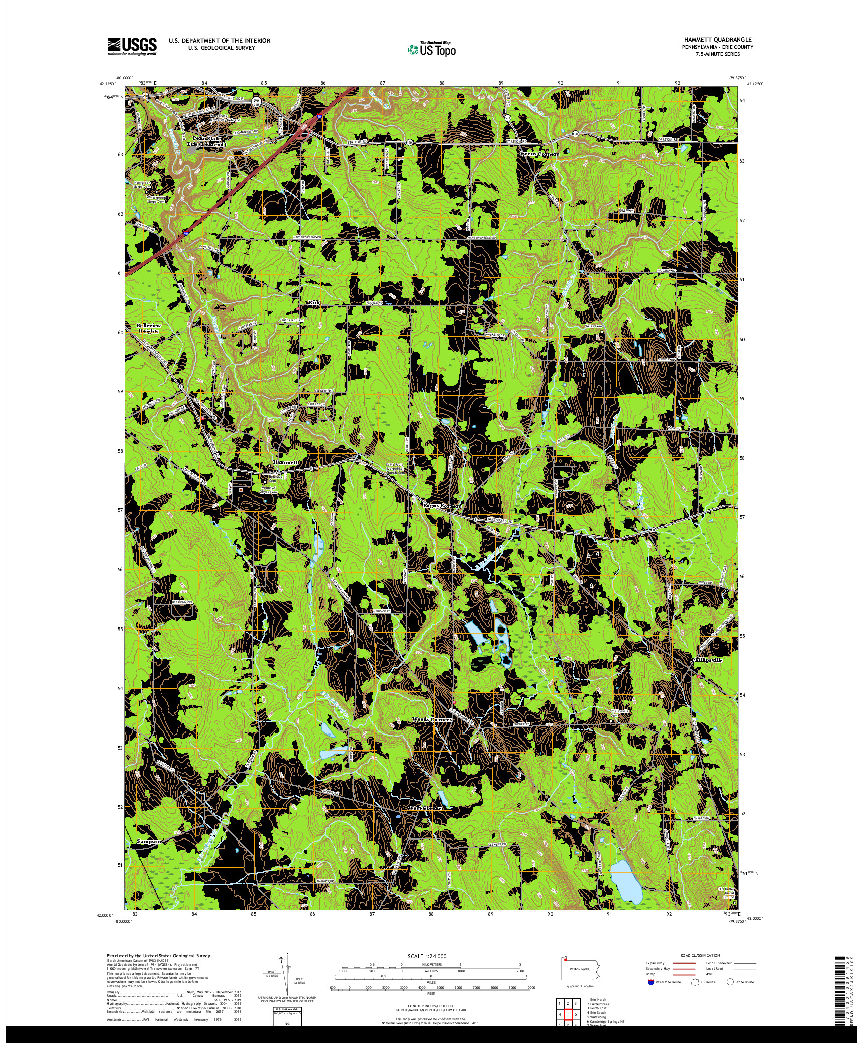 USGS US TOPO 7.5-MINUTE MAP FOR HAMMETT, PA 2019