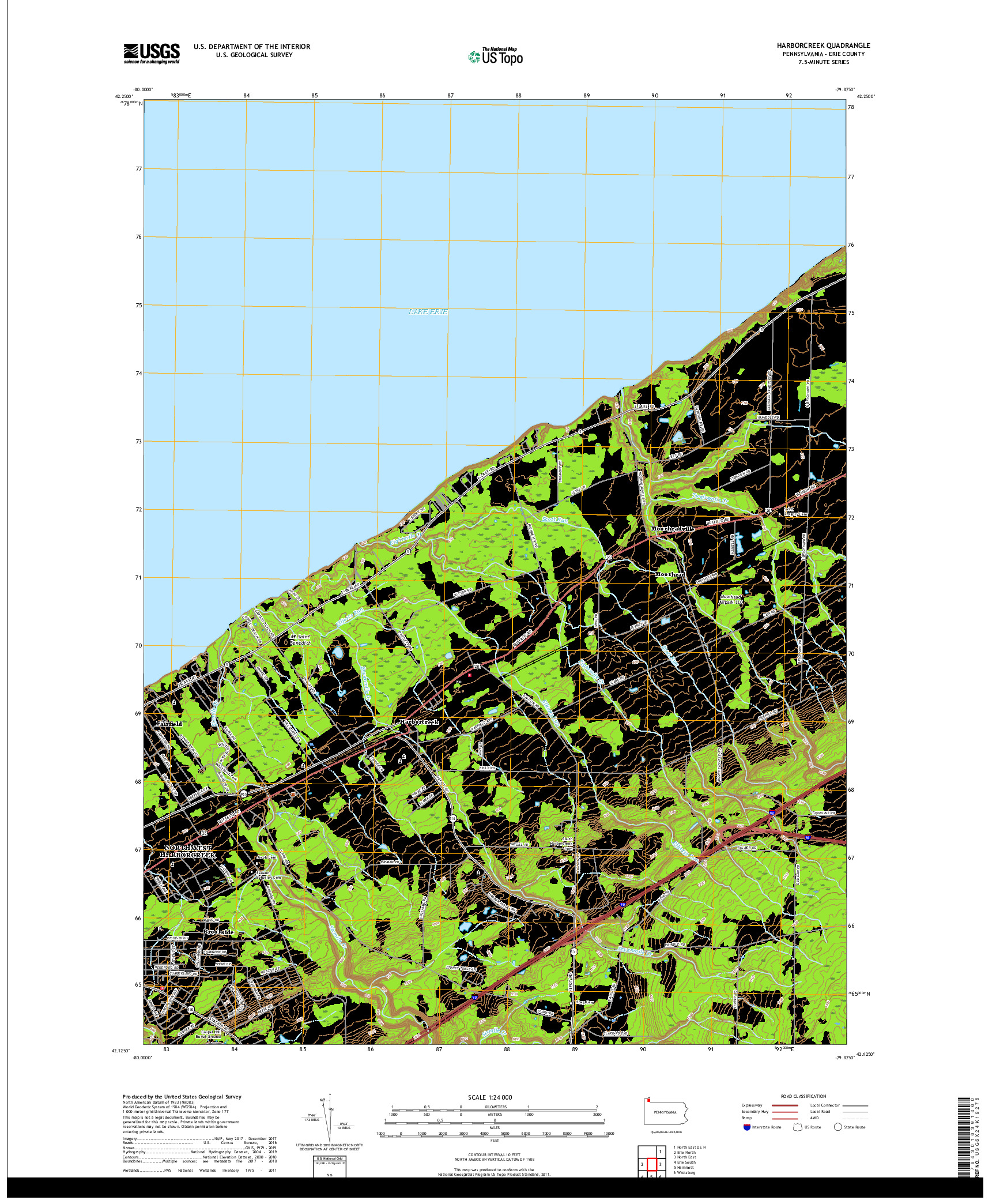 USGS US TOPO 7.5-MINUTE MAP FOR HARBORCREEK, PA 2019