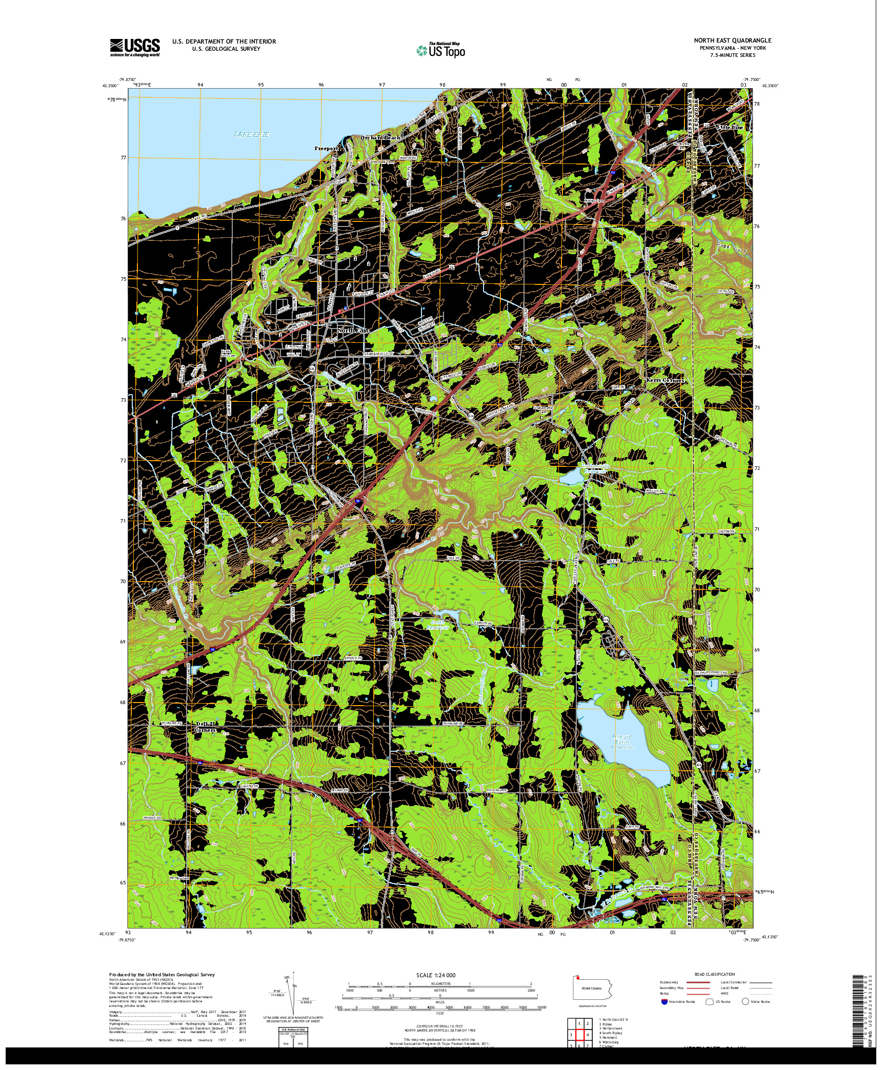 USGS US TOPO 7.5-MINUTE MAP FOR NORTH EAST, PA,NY 2019