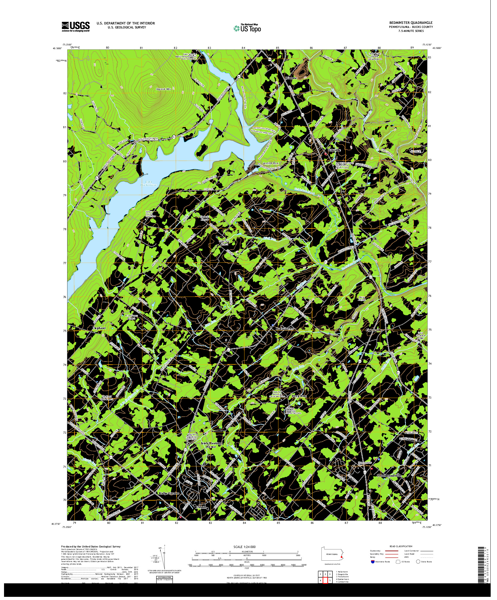 USGS US TOPO 7.5-MINUTE MAP FOR BEDMINSTER, PA 2019