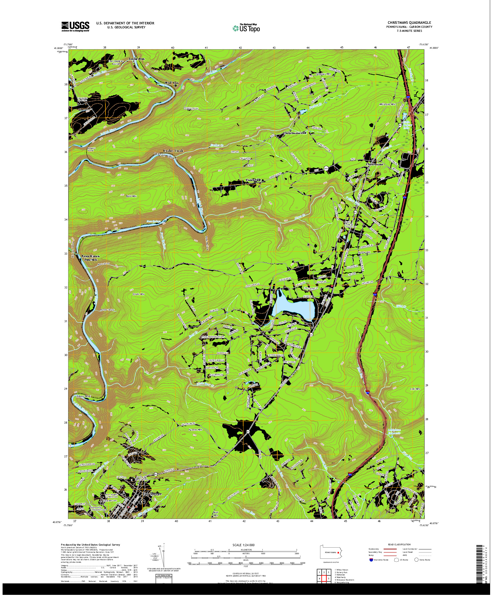 USGS US TOPO 7.5-MINUTE MAP FOR CHRISTMANS, PA 2019