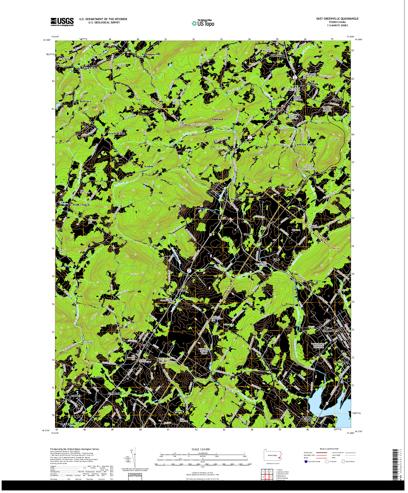 USGS US TOPO 7.5-MINUTE MAP FOR EAST GREENVILLE, PA 2019