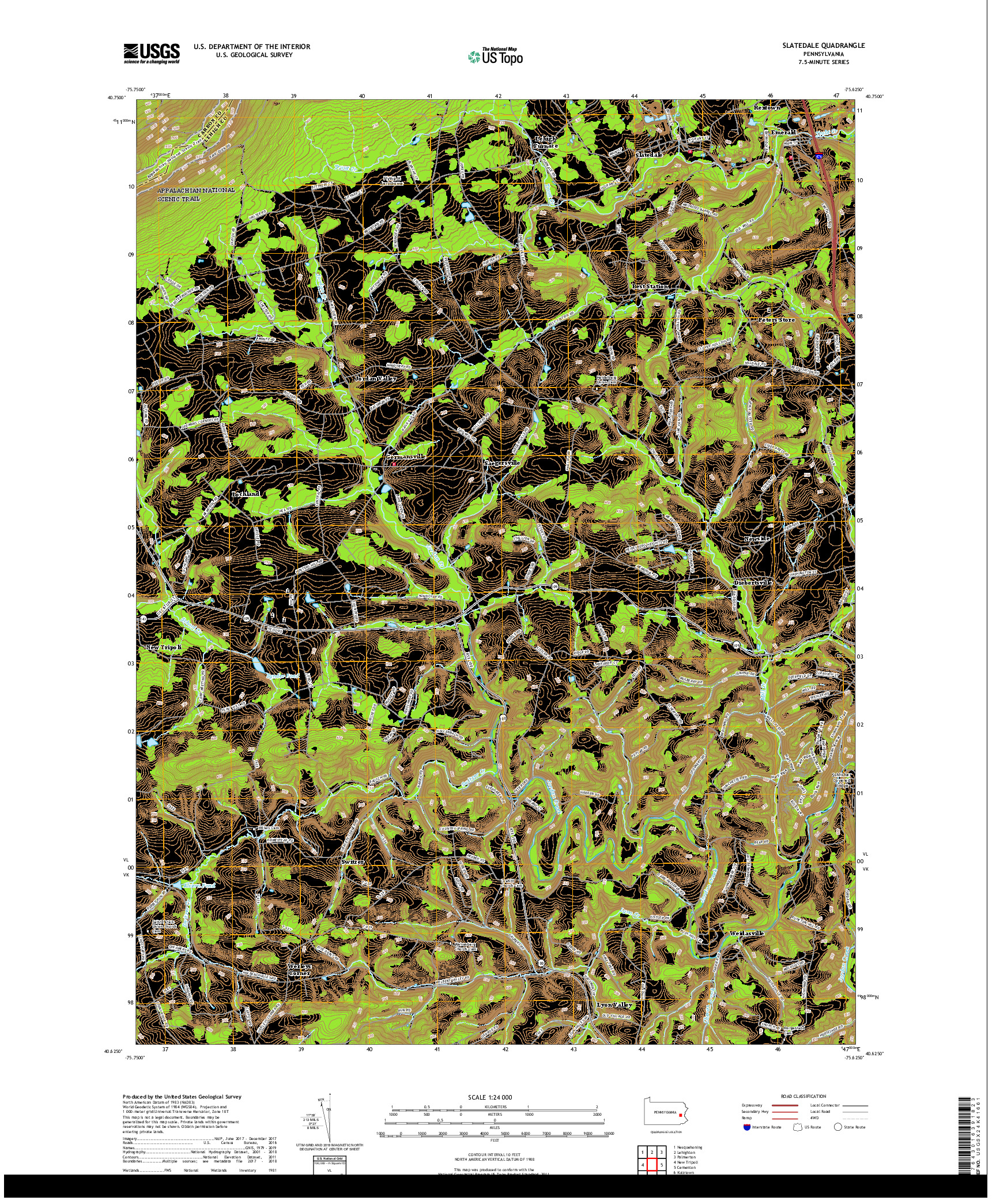 USGS US TOPO 7.5-MINUTE MAP FOR SLATEDALE, PA 2019