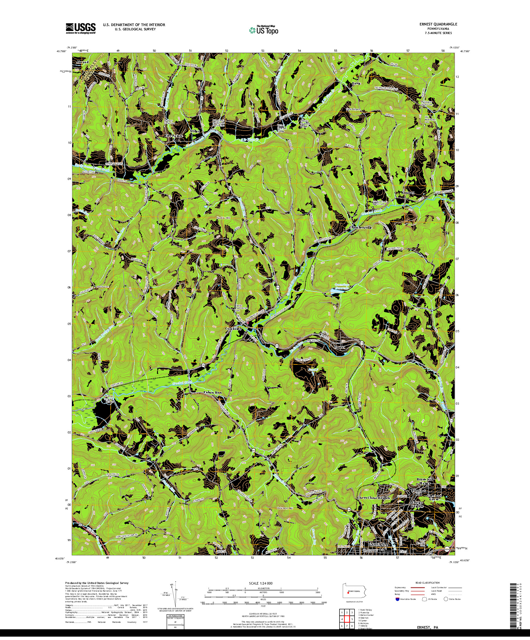 USGS US TOPO 7.5-MINUTE MAP FOR ERNEST, PA 2019