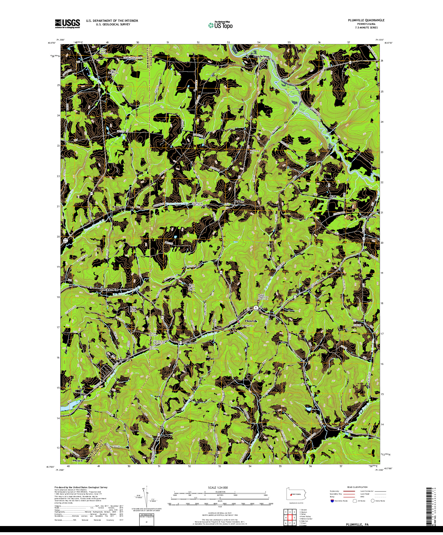 USGS US TOPO 7.5-MINUTE MAP FOR PLUMVILLE, PA 2019