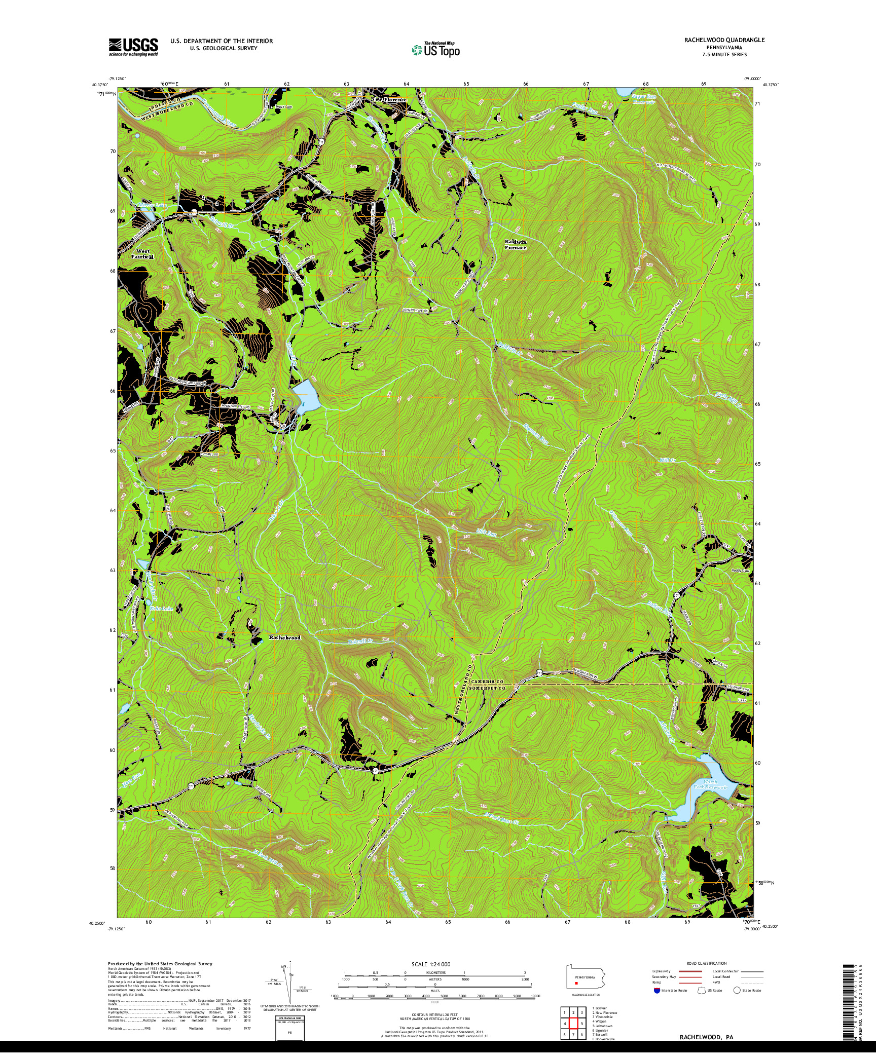 USGS US TOPO 7.5-MINUTE MAP FOR RACHELWOOD, PA 2019