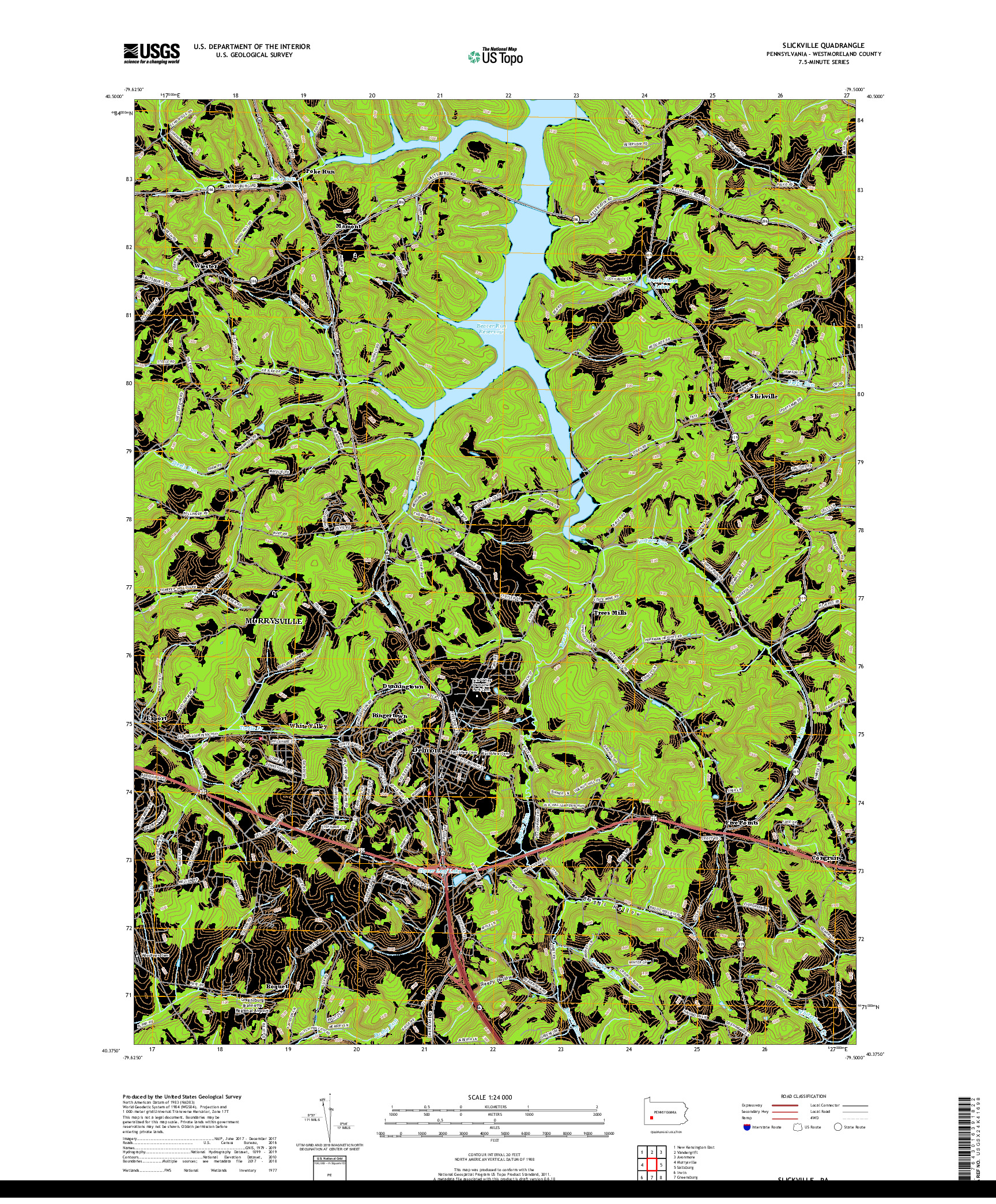 USGS US TOPO 7.5-MINUTE MAP FOR SLICKVILLE, PA 2019