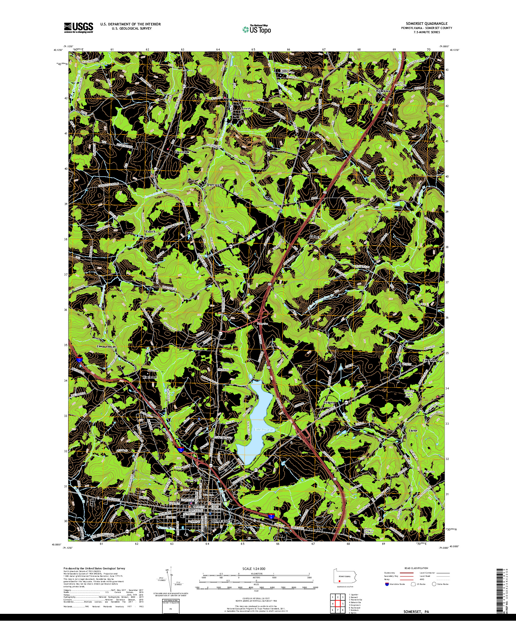 USGS US TOPO 7.5-MINUTE MAP FOR SOMERSET, PA 2019