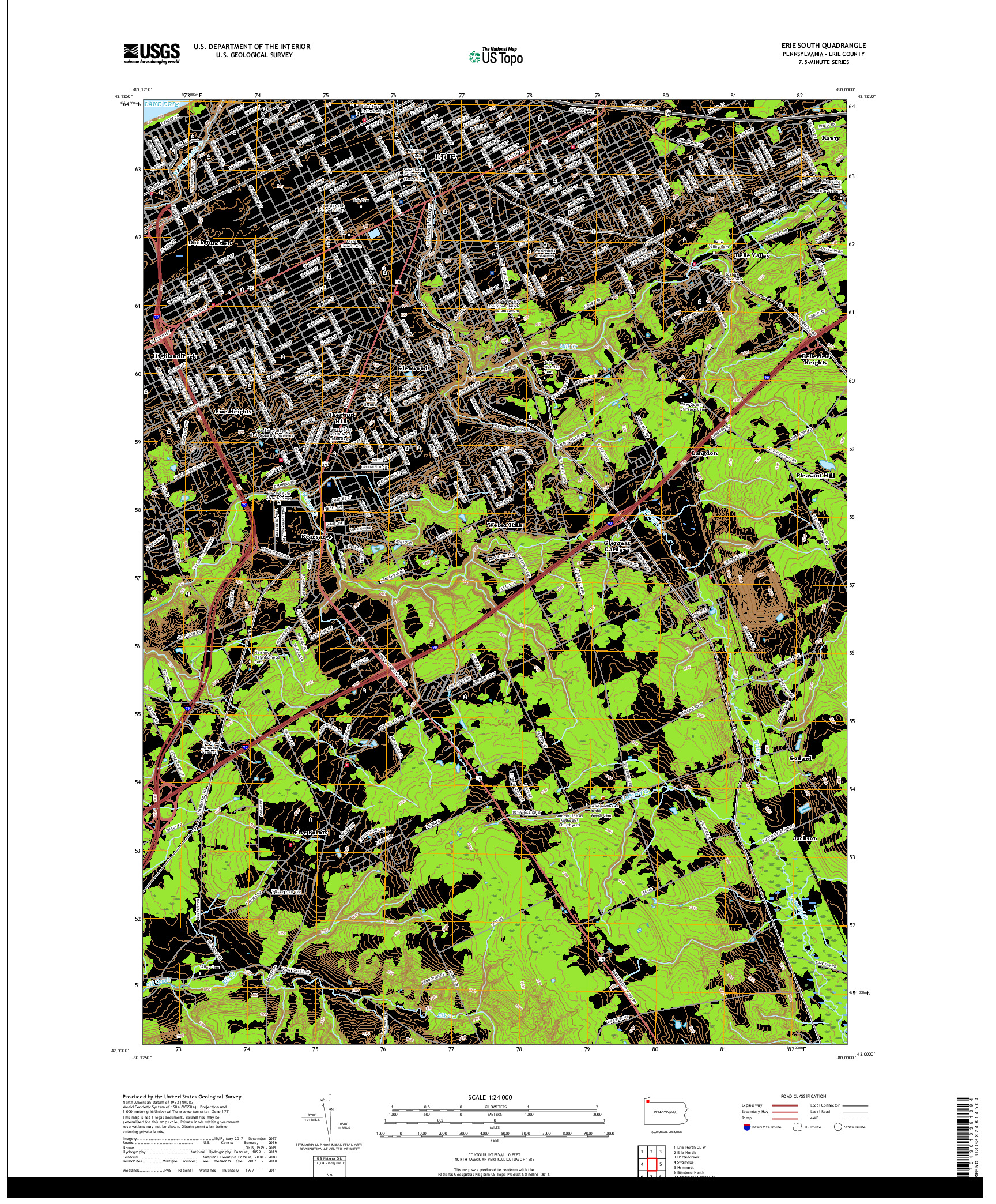 USGS US TOPO 7.5-MINUTE MAP FOR ERIE SOUTH, PA 2019