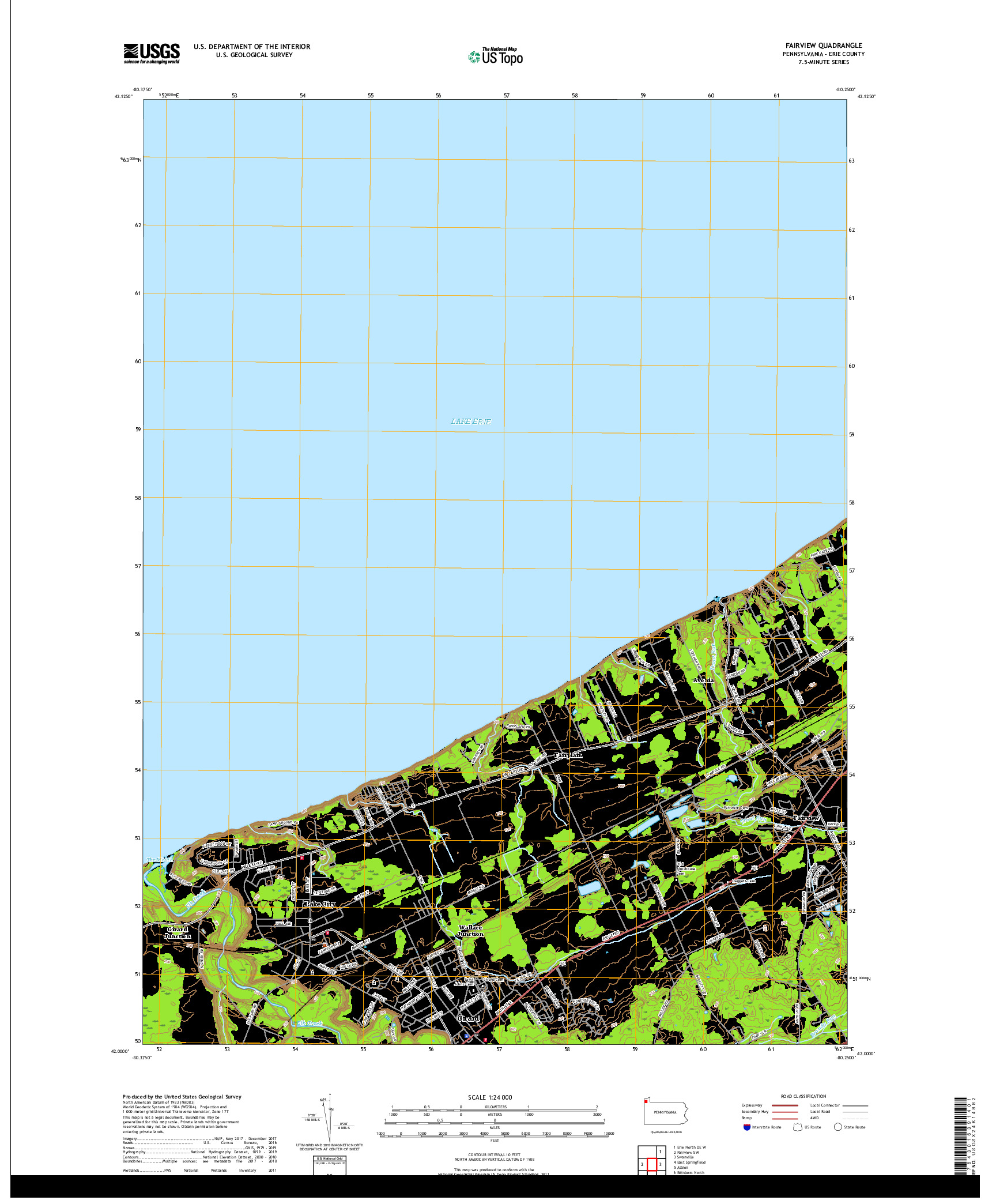 USGS US TOPO 7.5-MINUTE MAP FOR FAIRVIEW, PA 2019