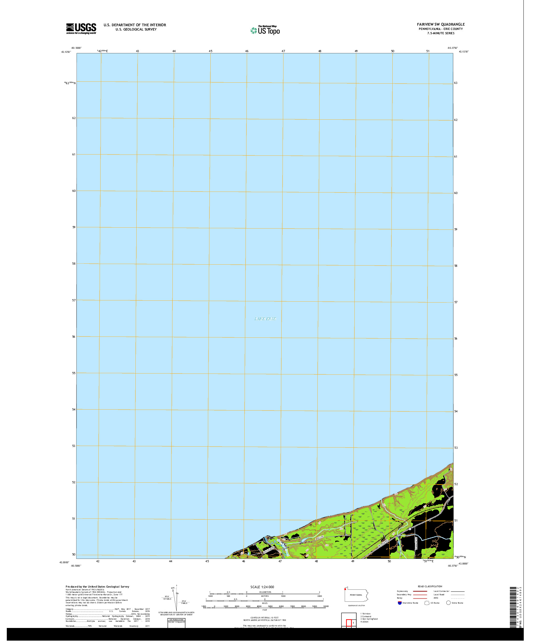 USGS US TOPO 7.5-MINUTE MAP FOR FAIRVIEW SW, PA 2019