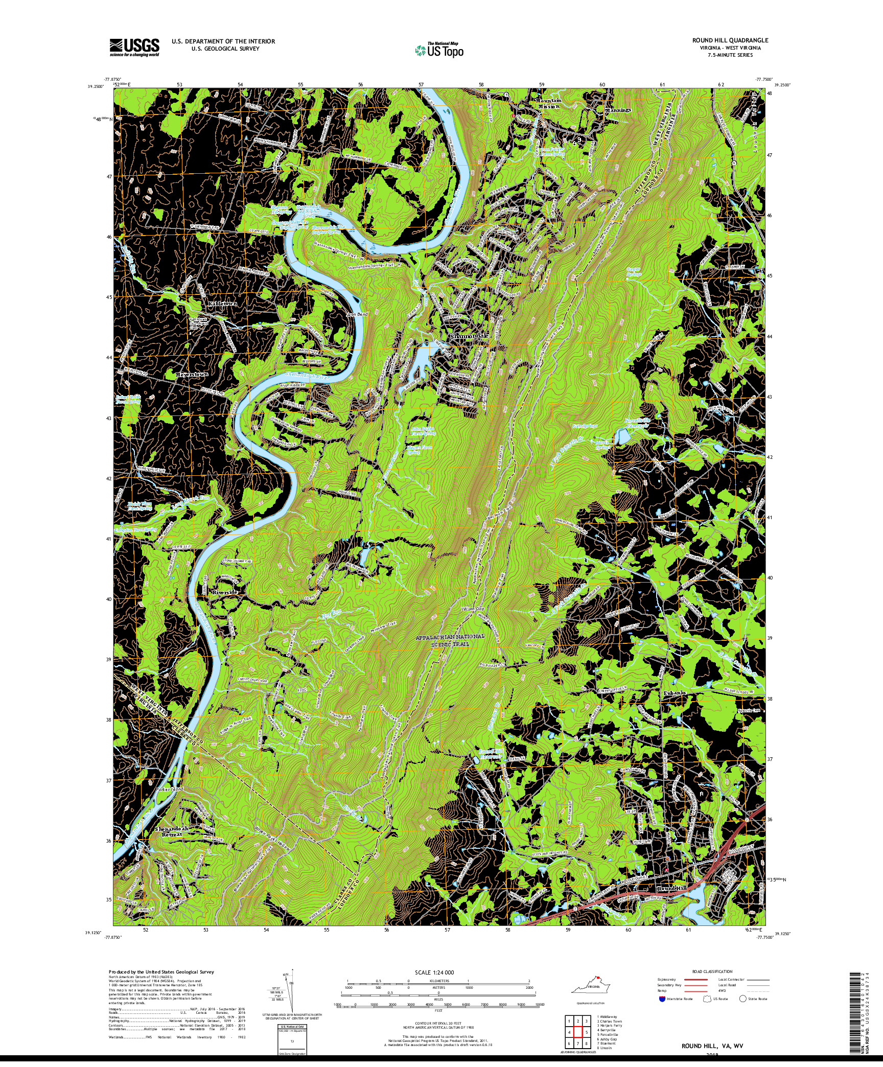 USGS US TOPO 7.5-MINUTE MAP FOR ROUND HILL, VA,WV 2019