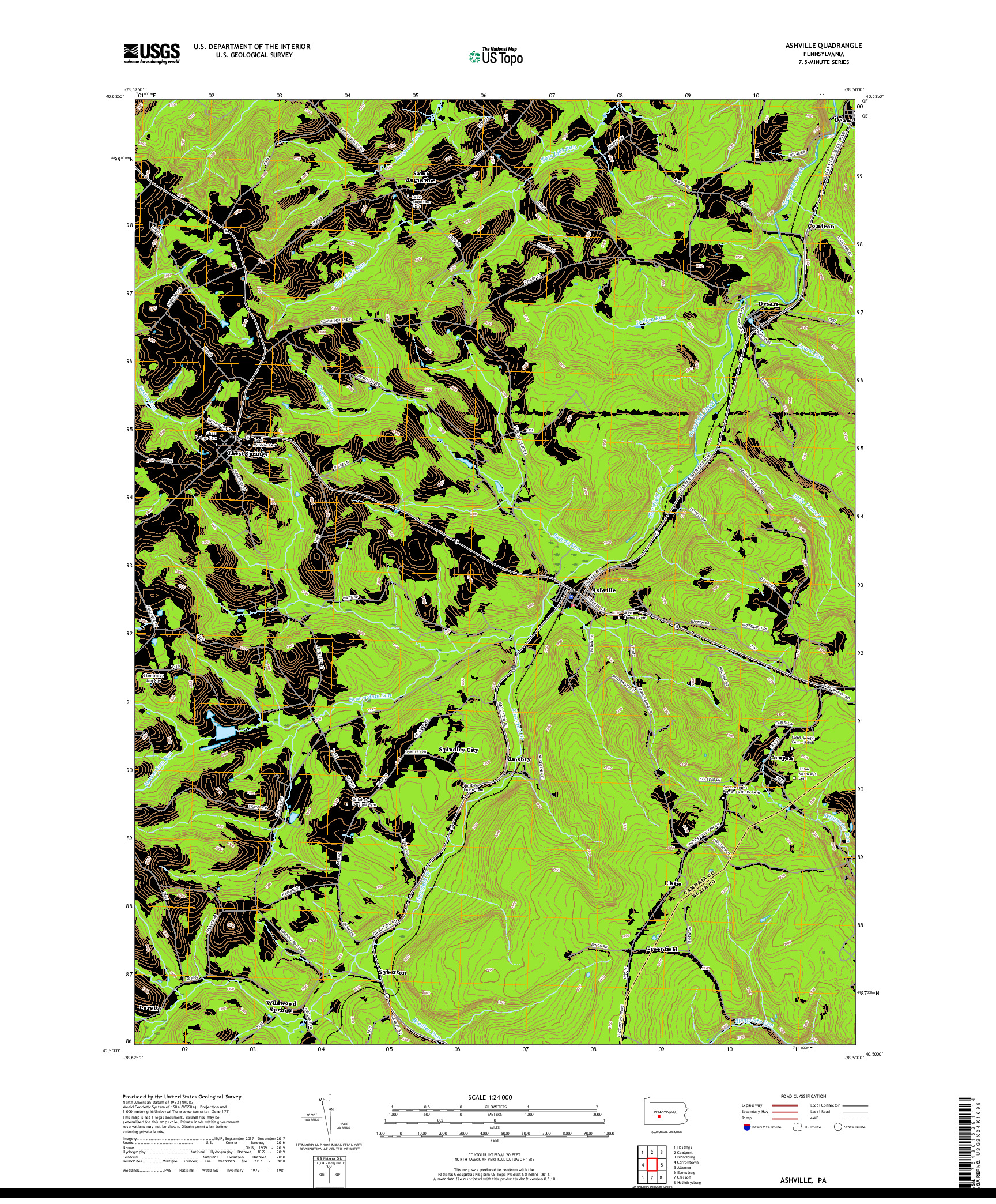 USGS US TOPO 7.5-MINUTE MAP FOR ASHVILLE, PA 2019