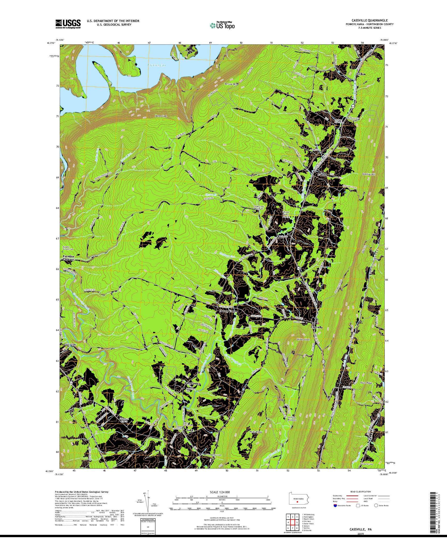 USGS US TOPO 7.5-MINUTE MAP FOR CASSVILLE, PA 2019