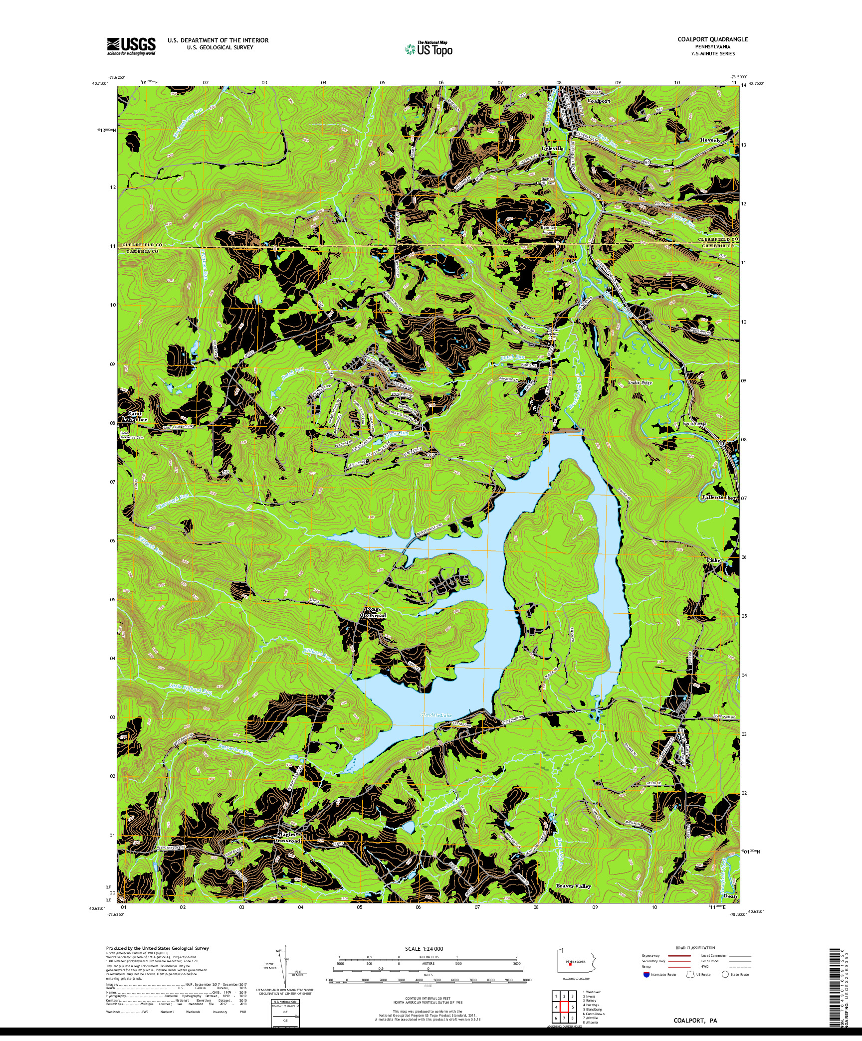 USGS US TOPO 7.5-MINUTE MAP FOR COALPORT, PA 2019
