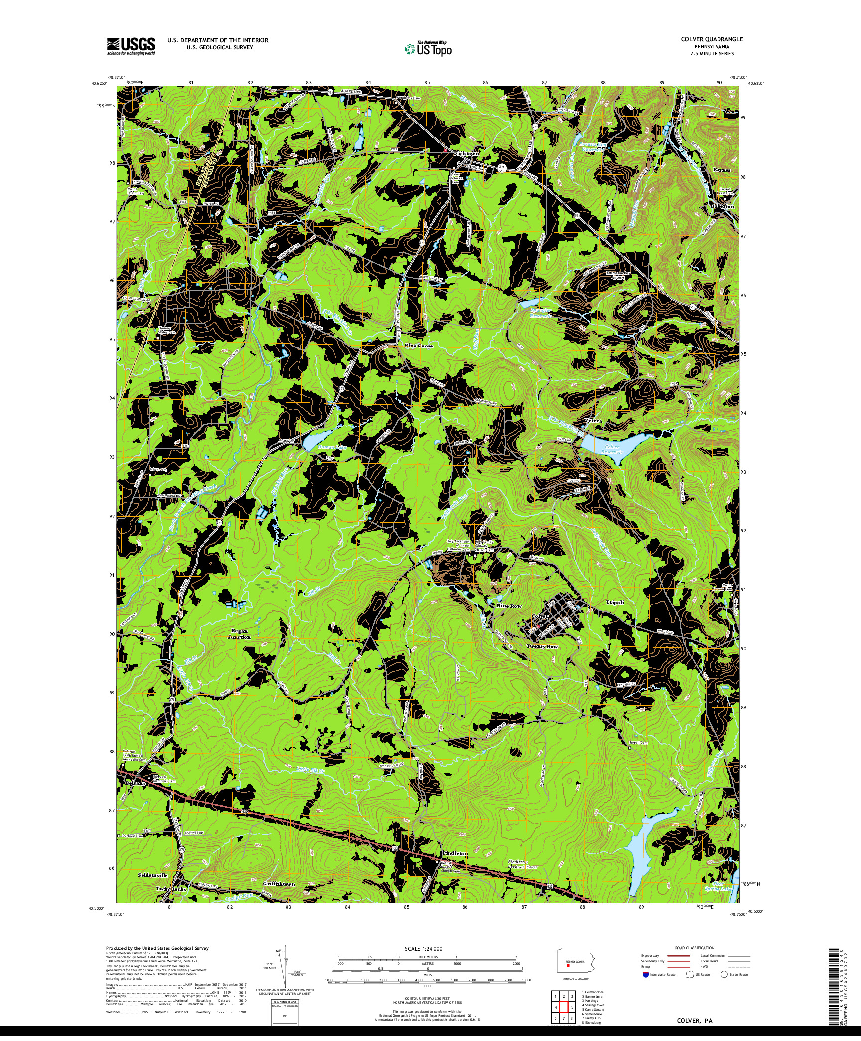 USGS US TOPO 7.5-MINUTE MAP FOR COLVER, PA 2019