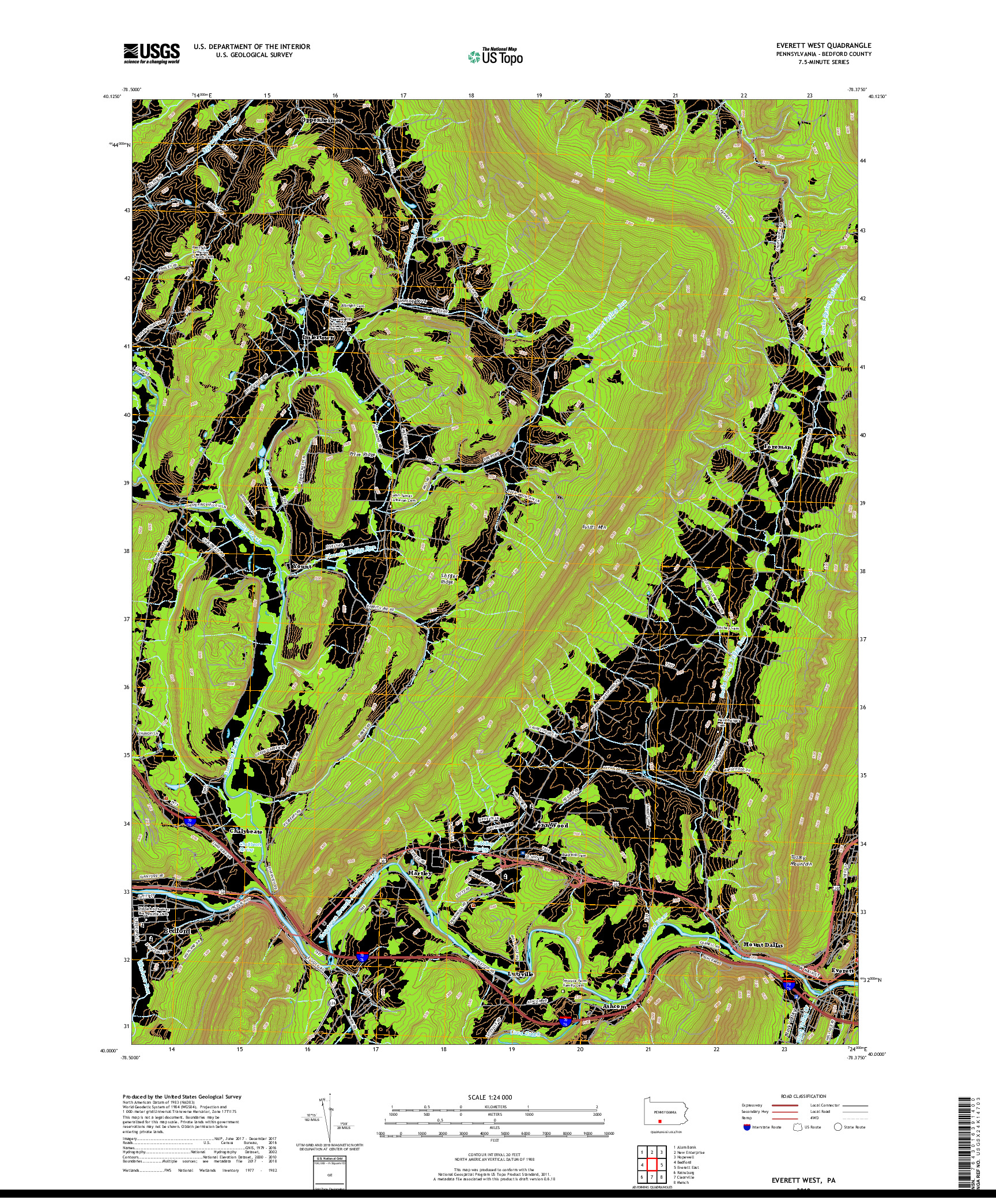 USGS US TOPO 7.5-MINUTE MAP FOR EVERETT WEST, PA 2019