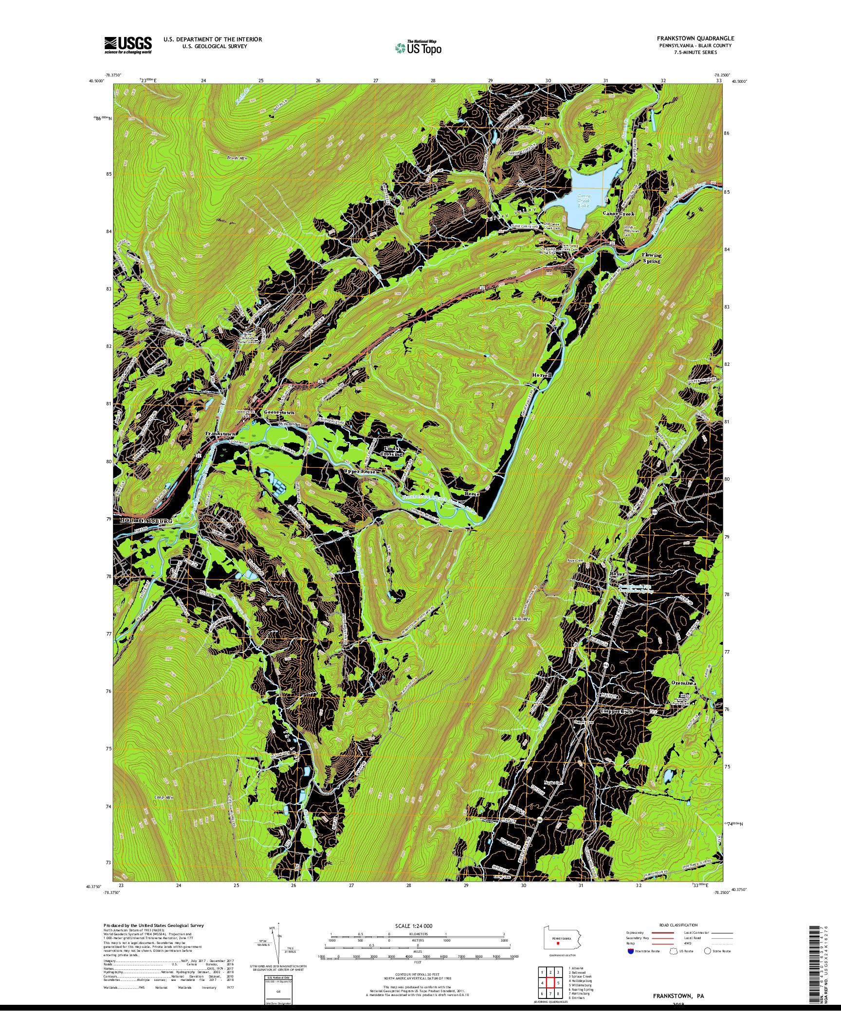 USGS US TOPO 7.5-MINUTE MAP FOR FRANKSTOWN, PA 2019