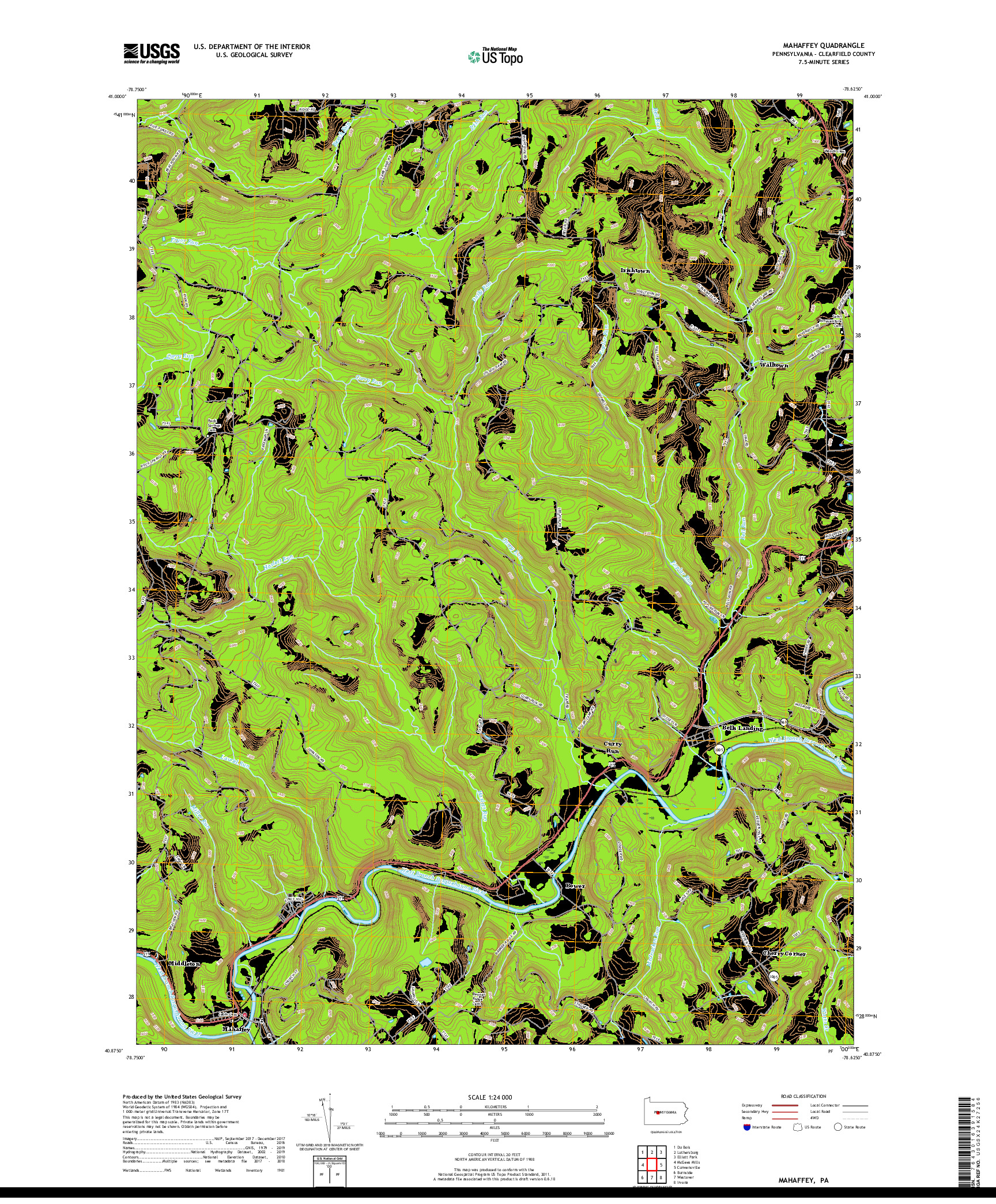 USGS US TOPO 7.5-MINUTE MAP FOR MAHAFFEY, PA 2019