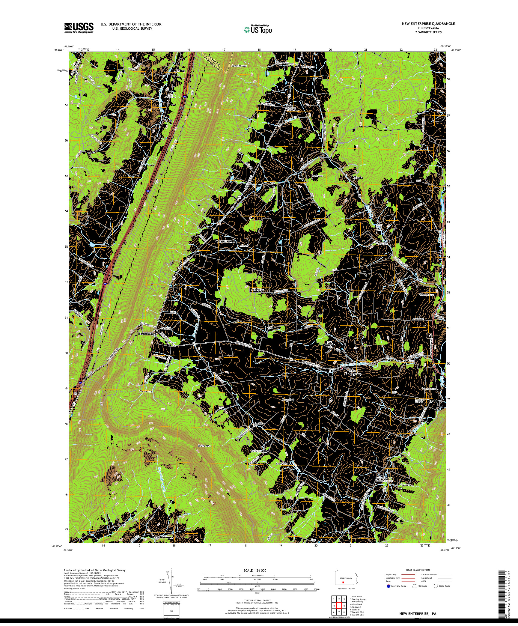 USGS US TOPO 7.5-MINUTE MAP FOR NEW ENTERPRISE, PA 2019