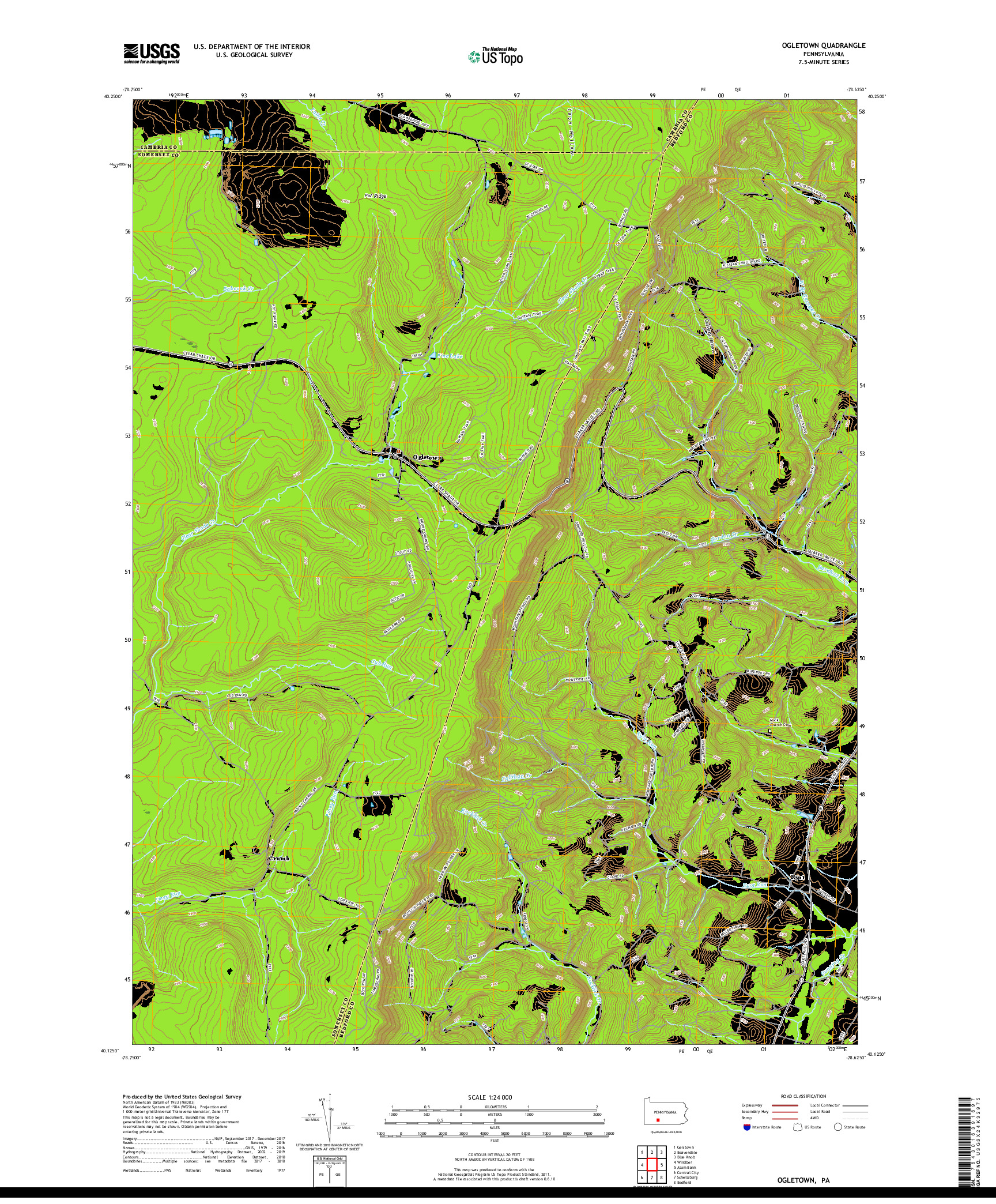 USGS US TOPO 7.5-MINUTE MAP FOR OGLETOWN, PA 2019