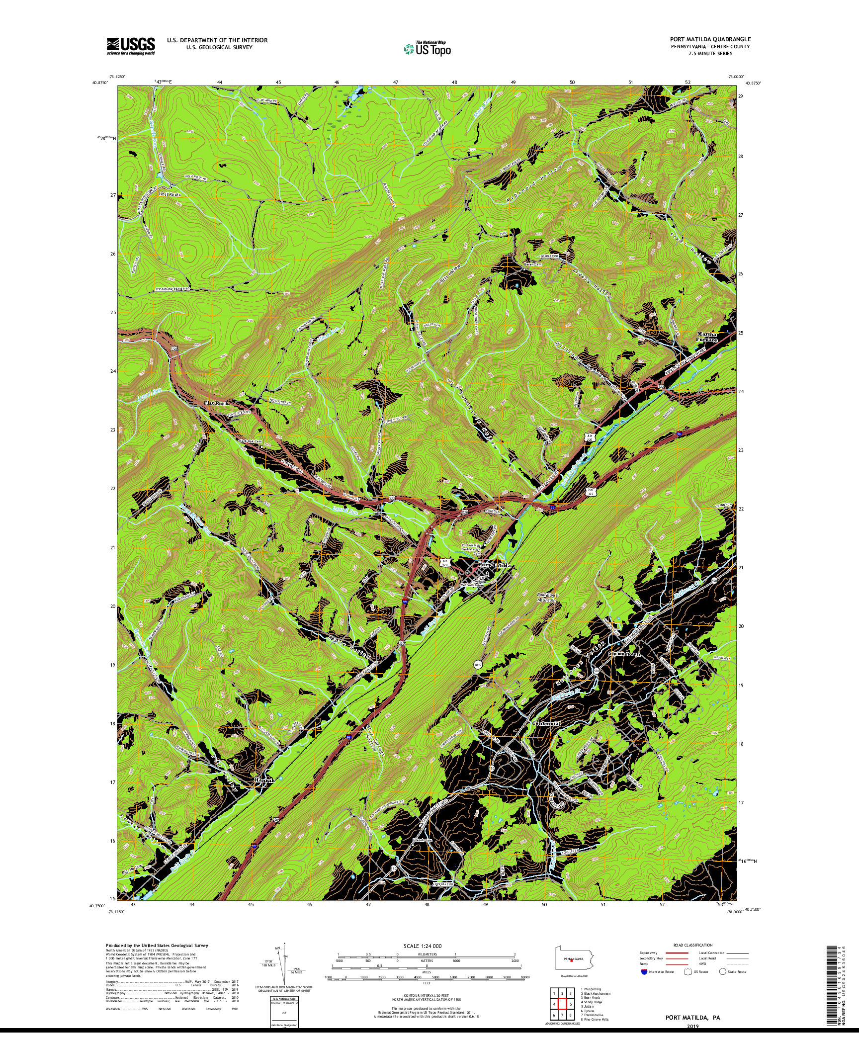 USGS US TOPO 7.5-MINUTE MAP FOR PORT MATILDA, PA 2019