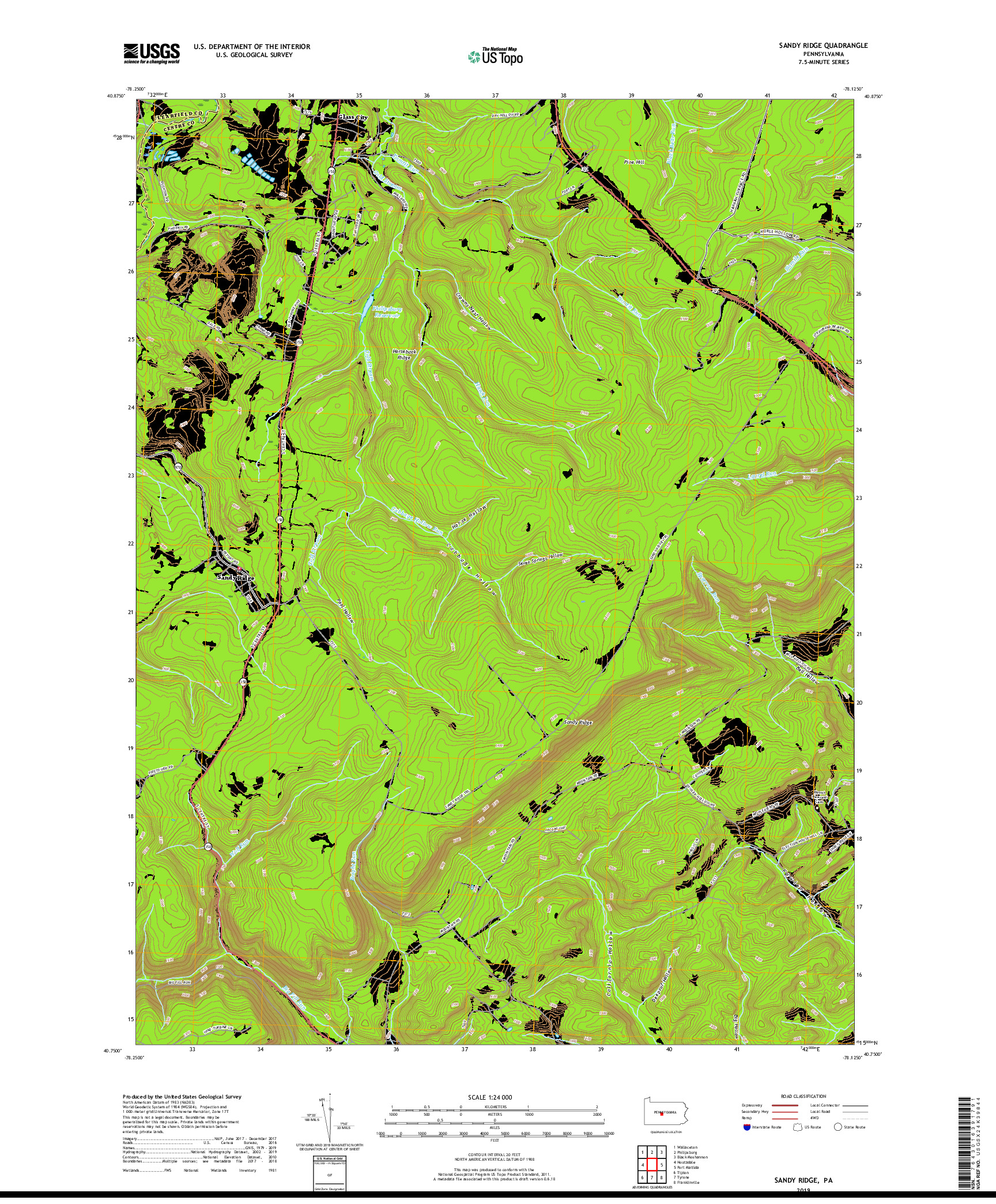 USGS US TOPO 7.5-MINUTE MAP FOR SANDY RIDGE, PA 2019