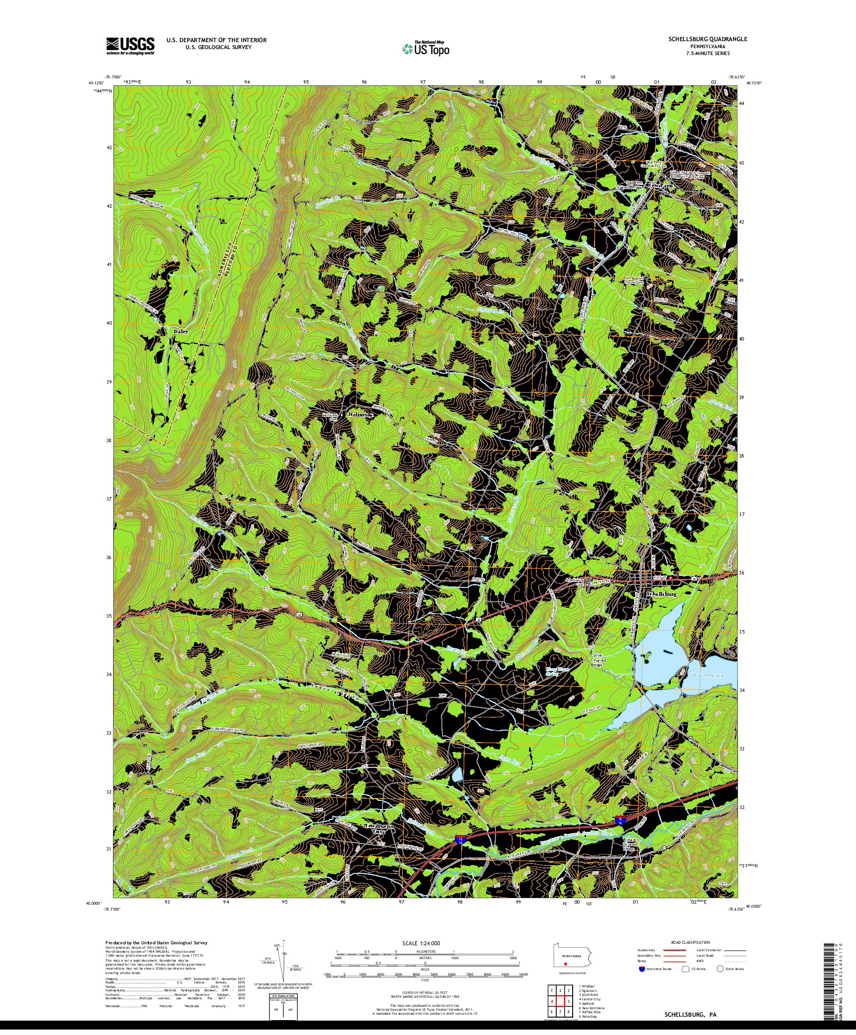 USGS US TOPO 7.5-MINUTE MAP FOR SCHELLSBURG, PA 2019