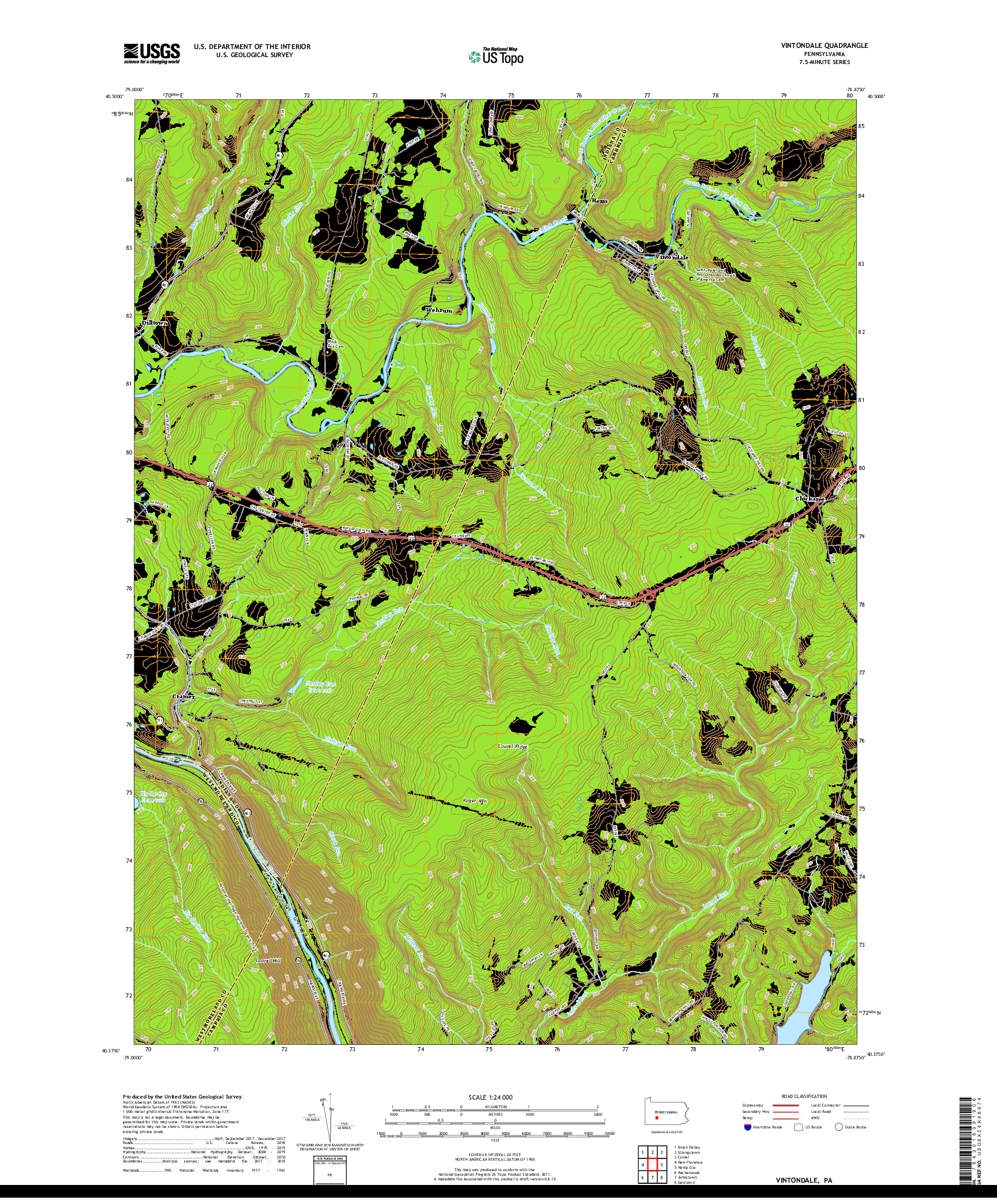 USGS US TOPO 7.5-MINUTE MAP FOR VINTONDALE, PA 2019