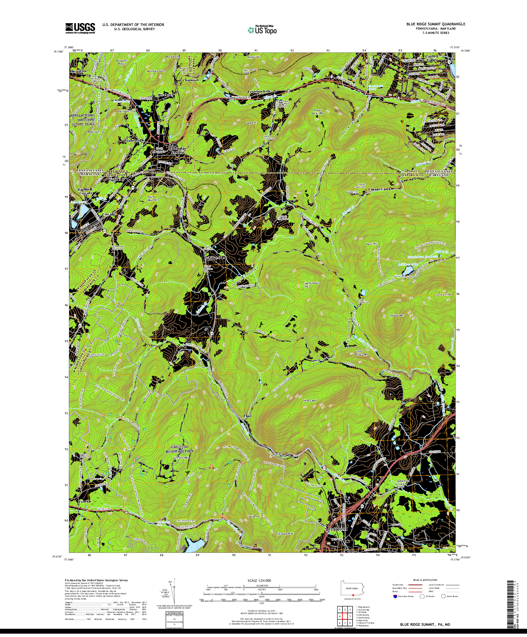 USGS US TOPO 7.5-MINUTE MAP FOR BLUE RIDGE SUMMIT, PA,MD 2019