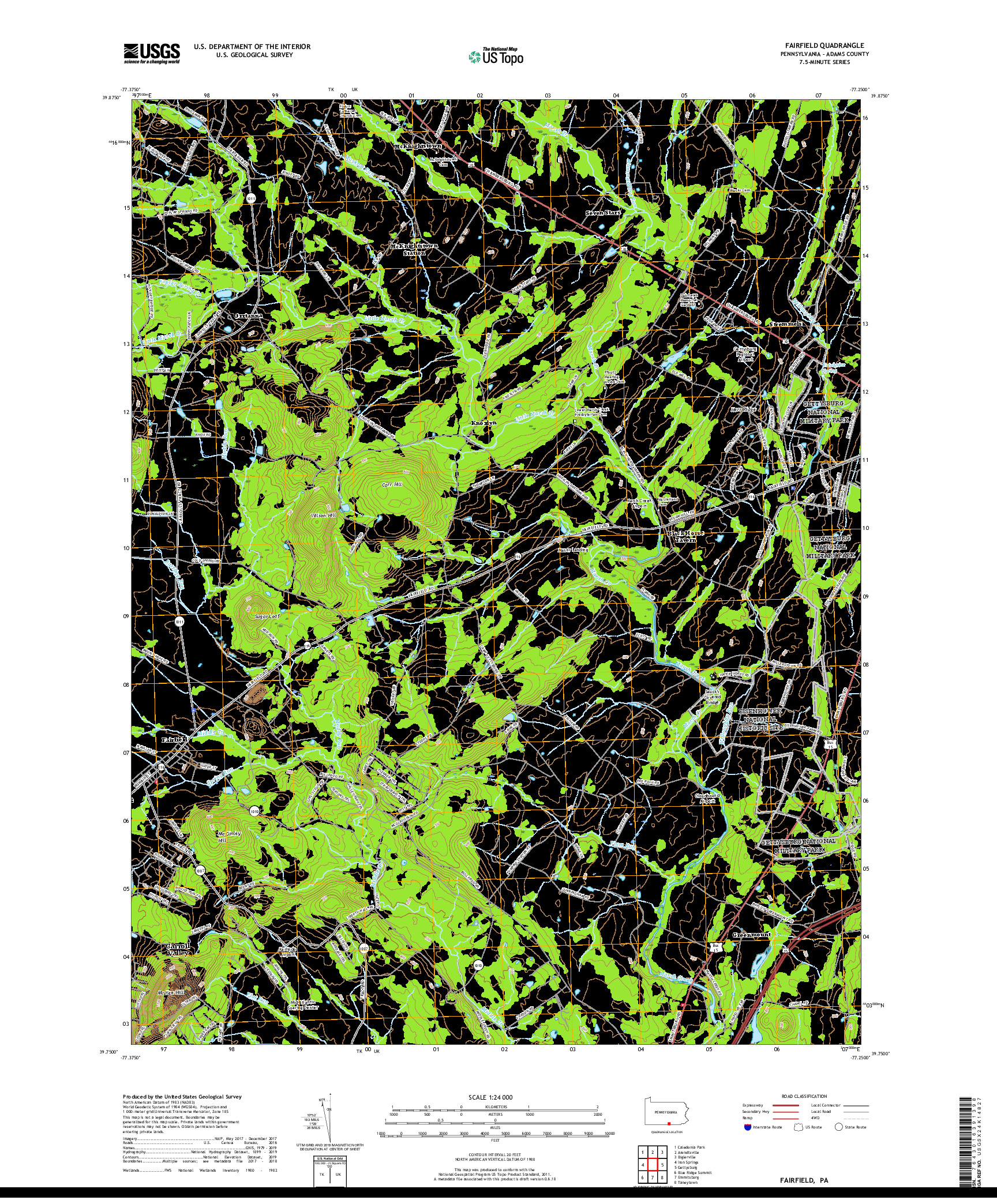 USGS US TOPO 7.5-MINUTE MAP FOR FAIRFIELD, PA 2019