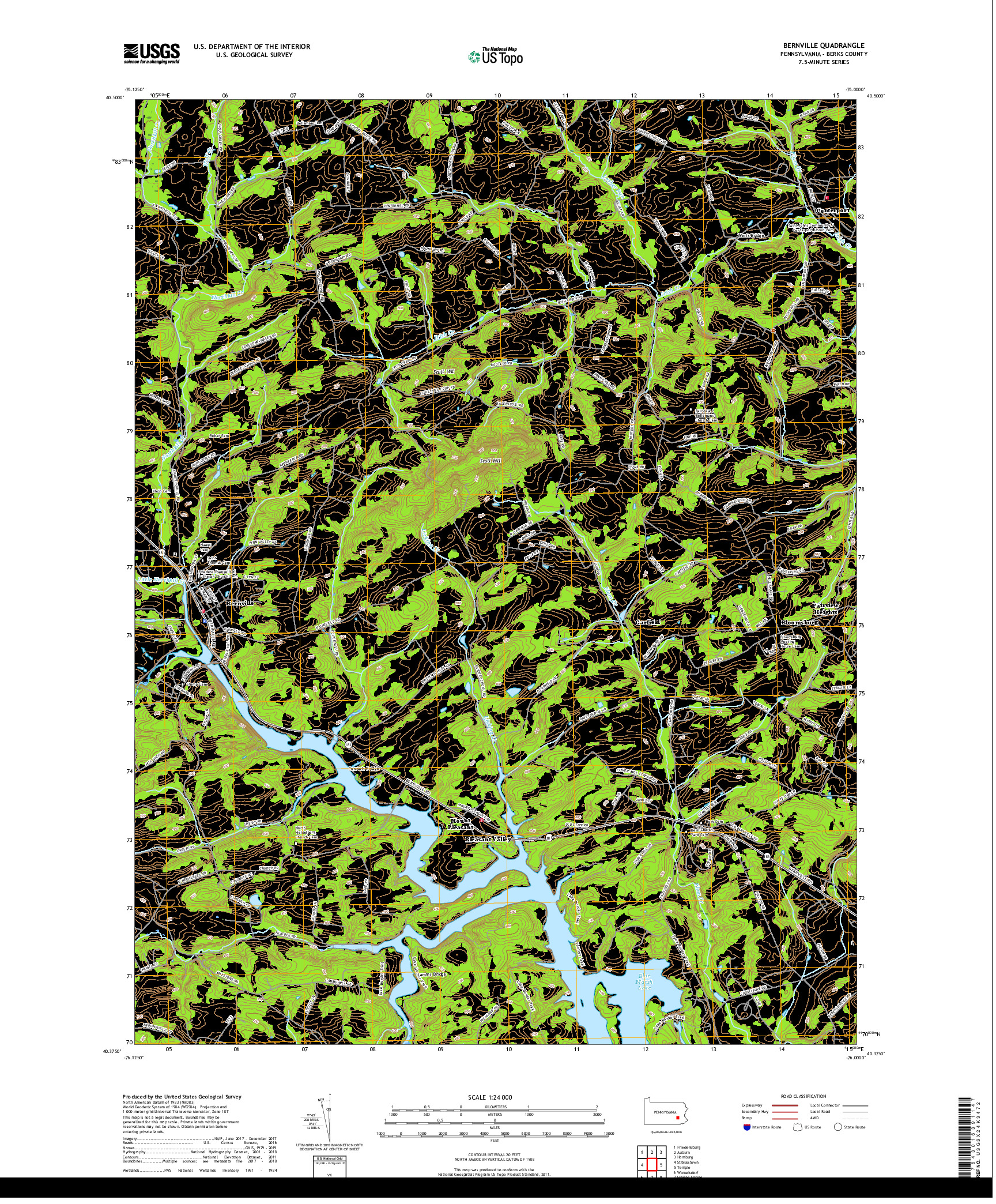 USGS US TOPO 7.5-MINUTE MAP FOR BERNVILLE, PA 2019
