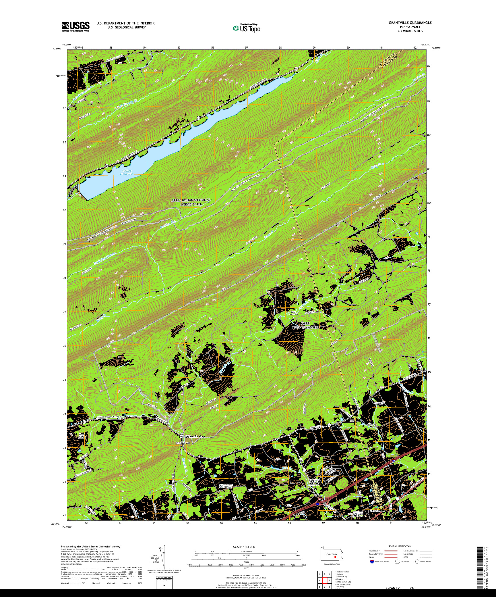 USGS US TOPO 7.5-MINUTE MAP FOR GRANTVILLE, PA 2019