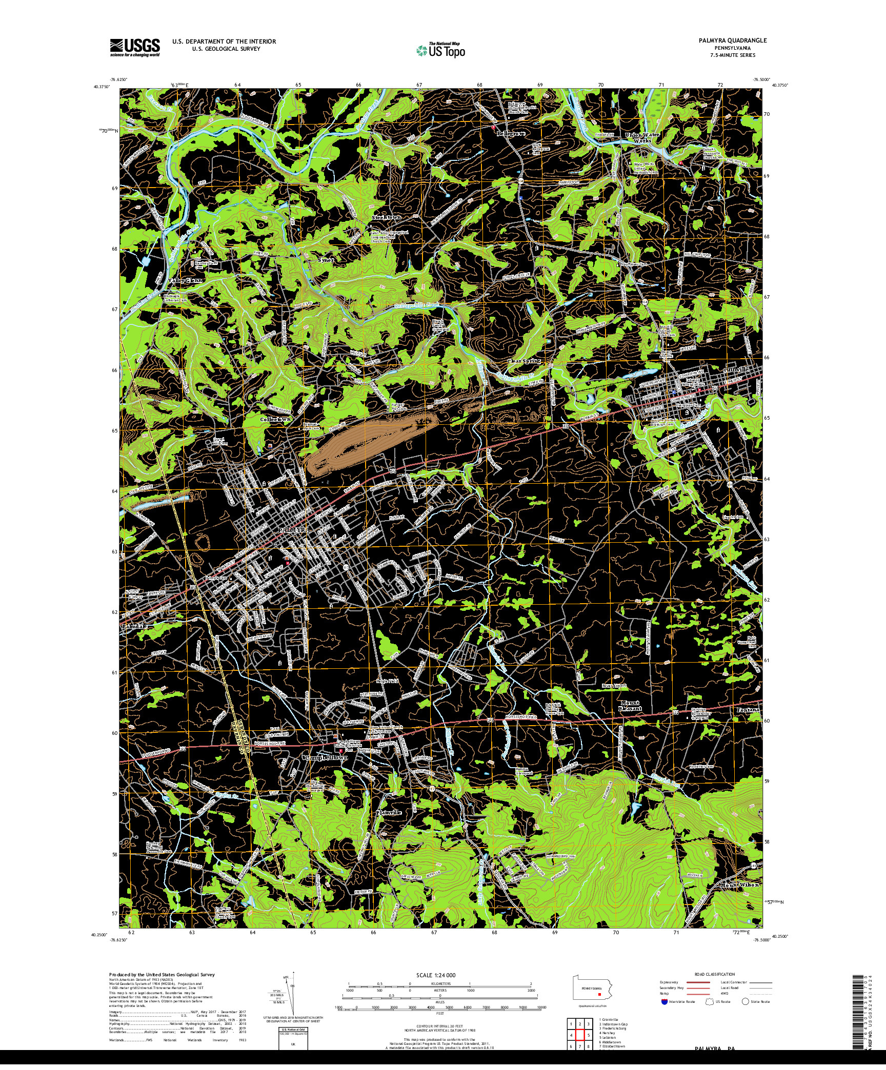 USGS US TOPO 7.5-MINUTE MAP FOR PALMYRA, PA 2019